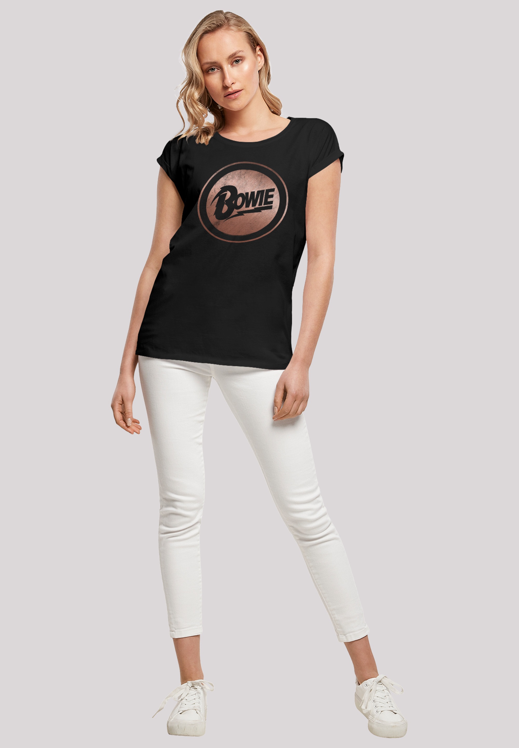 F4NT4STIC T-Shirt »David Bowie Rose Gold Circle«, Print