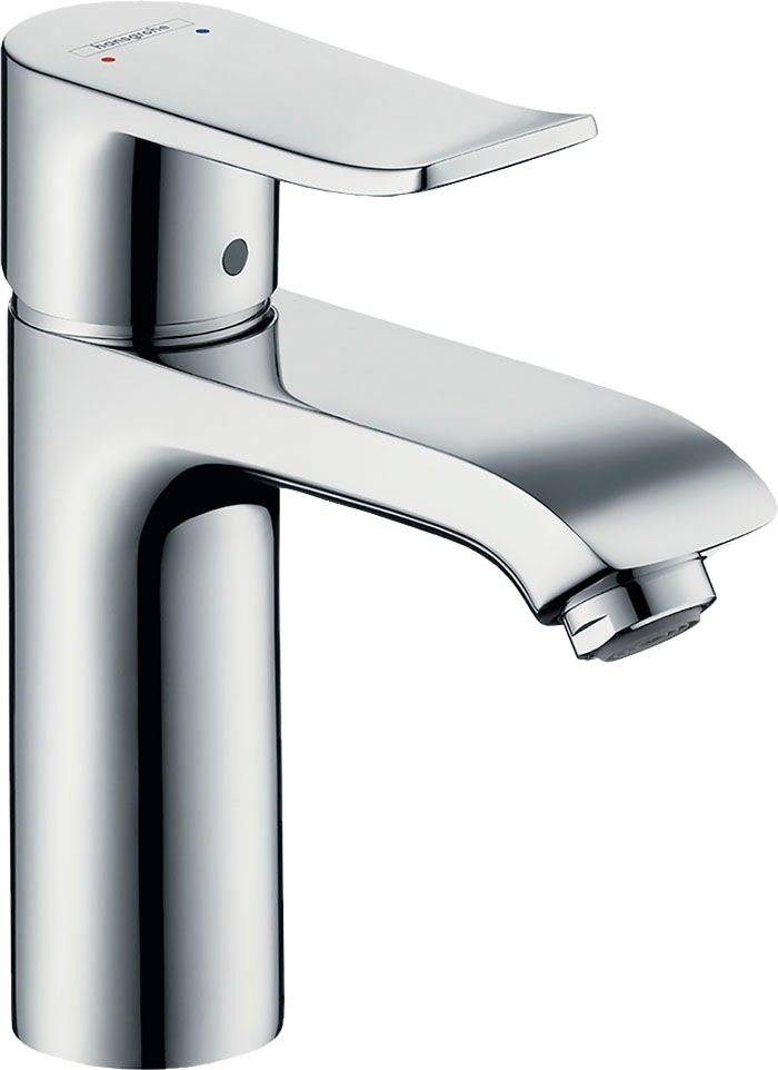 hansgrohe Waschtischarmatur "Metris", 11cm, für Niederdruck mit Zugstangen-Ablaufgarnitur, chrom