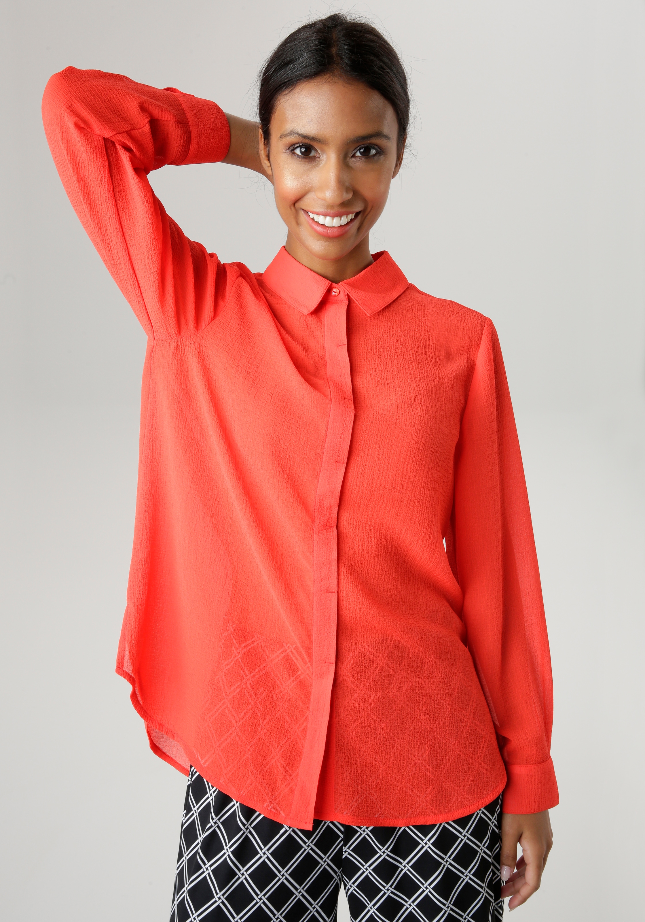 Aniston SELECTED Hemdbluse, aus transparentem Chiffon mit Strukturmuster -  NEUE KOLLEKTION für kaufen | BAUR | Hemdblusen