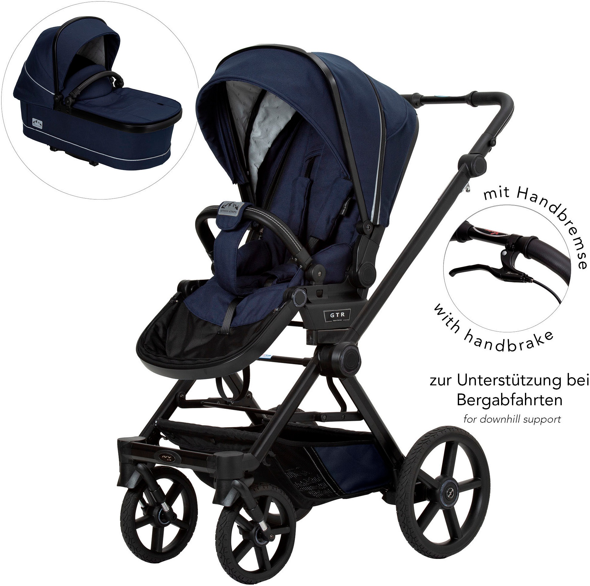 HARTAN Kinder Kombi-Kinderwagen "Ivy GTR Outdoor Handbremse", blau, Aluminium, Kinderwagen, Made in Germany