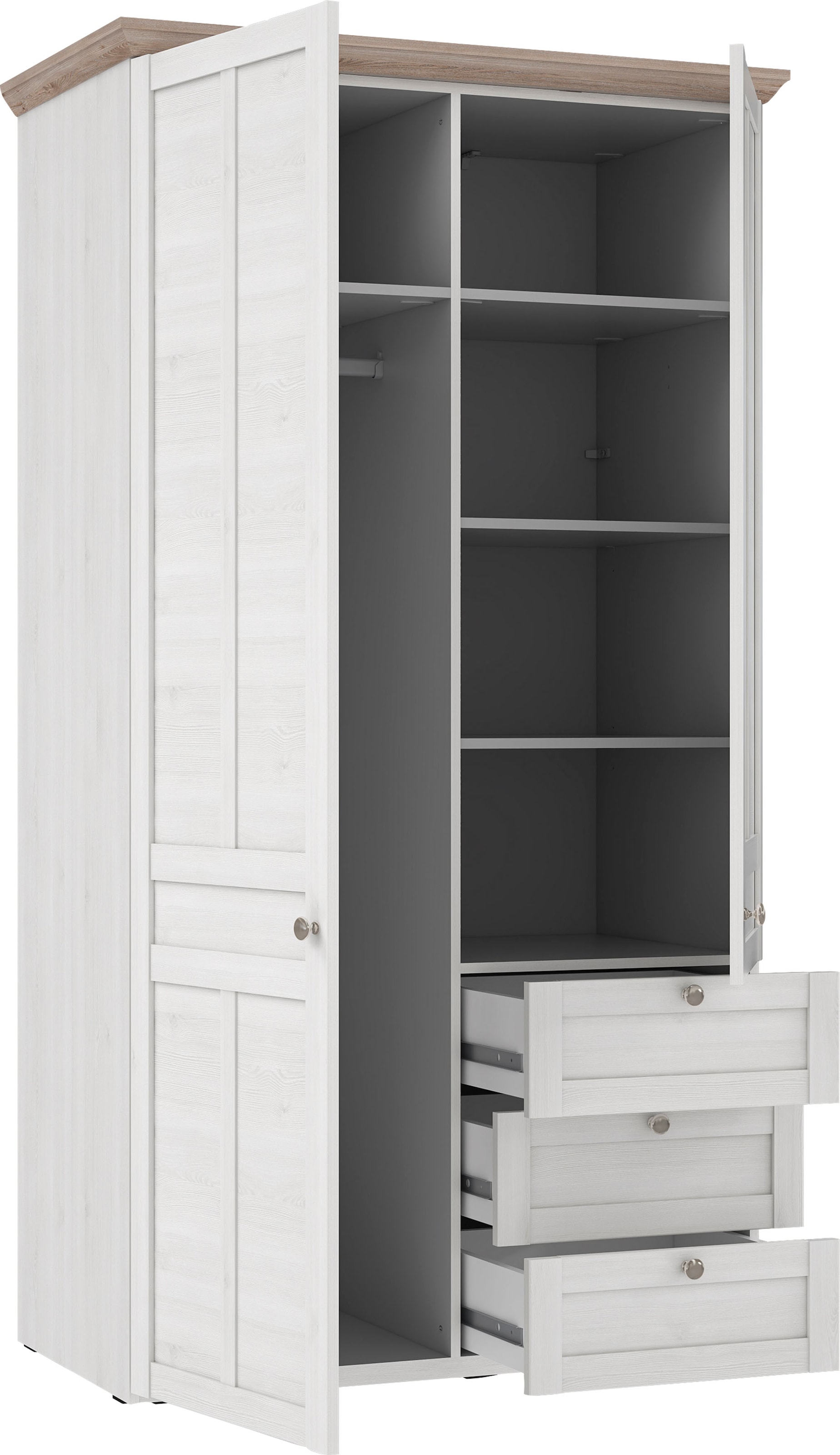FORTE Kleiderschrank »Iloppa«, (Maße: B/H/T ca. 155x192,6x57,3 cm), im Landhausstil