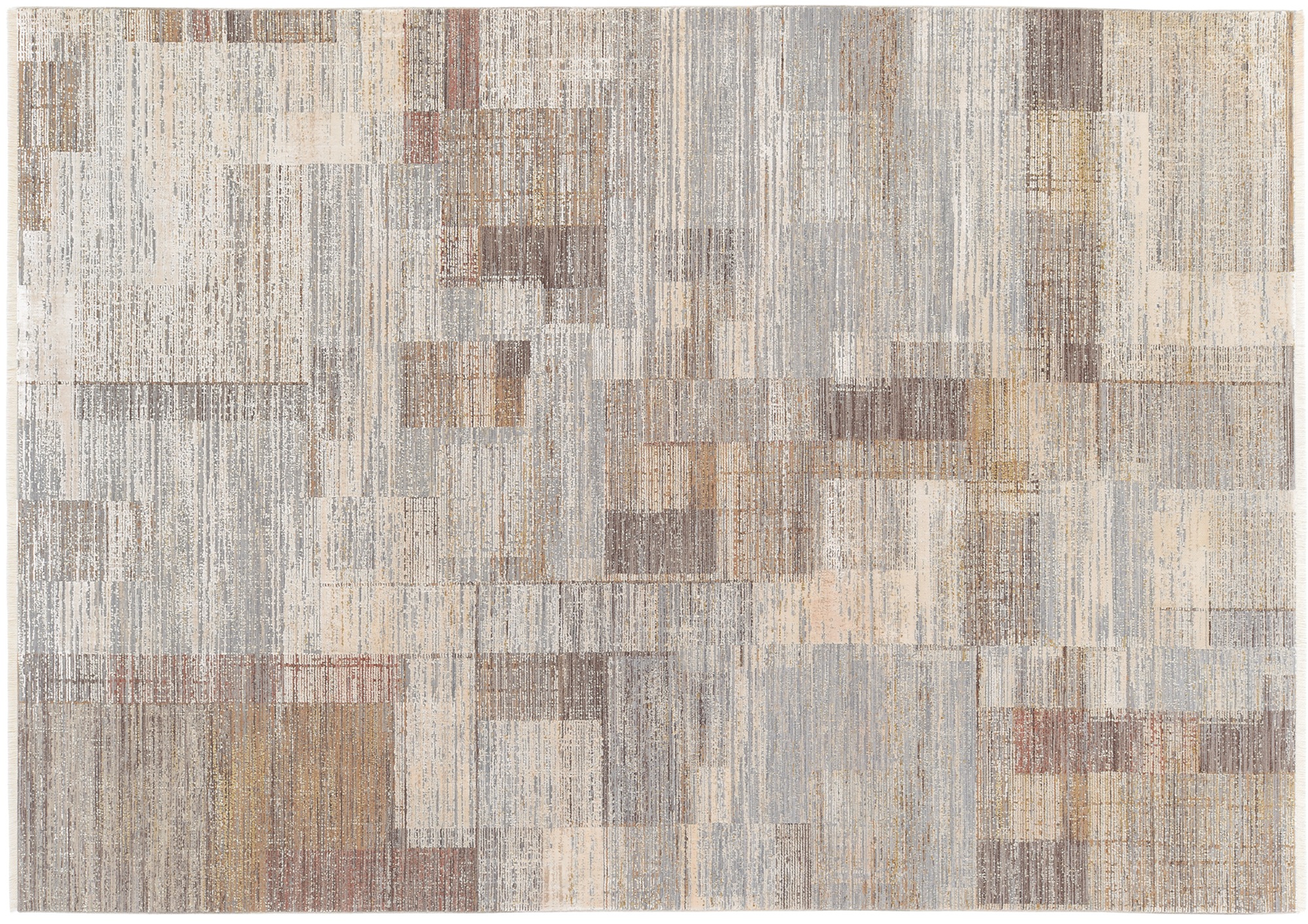 Teppich OCI DIE TEPPICHMARKE "FARBEN CITY", beige (natur), B:140cm L:190cm, Polyester, Teppiche, Teppich, Klassisches Muster, eingefasst, in 3-D-Optik, mit Fransen 3