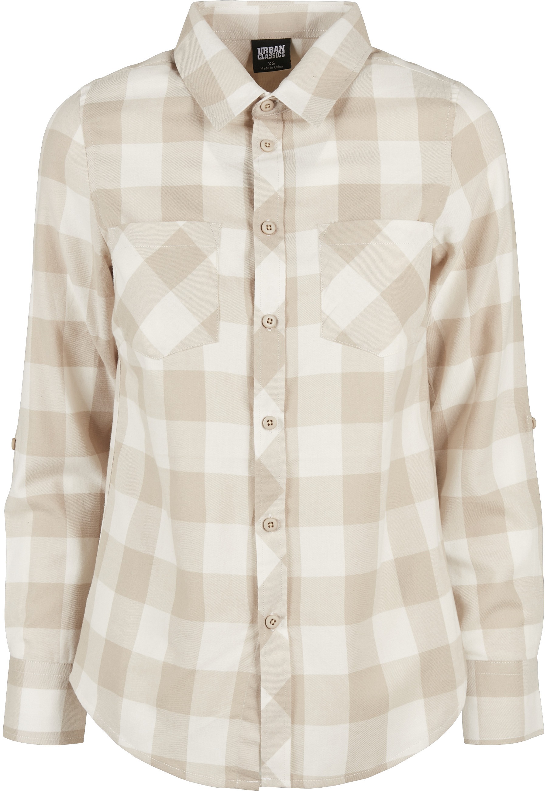 URBAN CLASSICS Langarmhemd "Urban Classics Damen Ladies Turnup Checked Flanell Shirt" 1