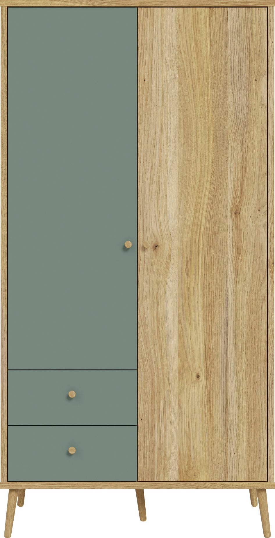FORTE Kleiderschrank, (B/H/T ca. 94,5x185,6x52,2 cm), Salbei, Drehtürenschrank, Stauraum