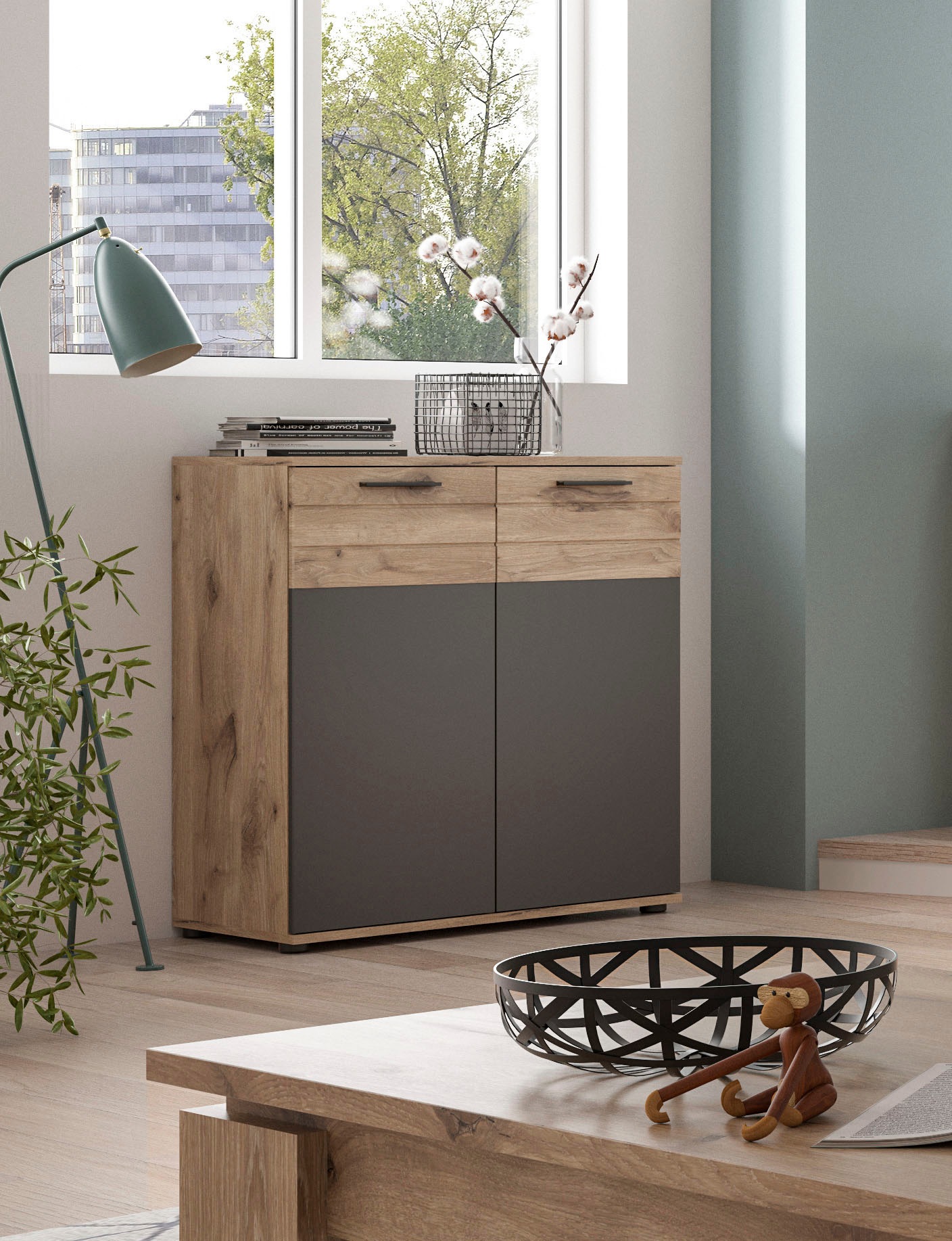 Home affaire Sideboard "Riga, Breite 90 cm, 2 Türen mit Softclose, 4 Einleg günstig online kaufen