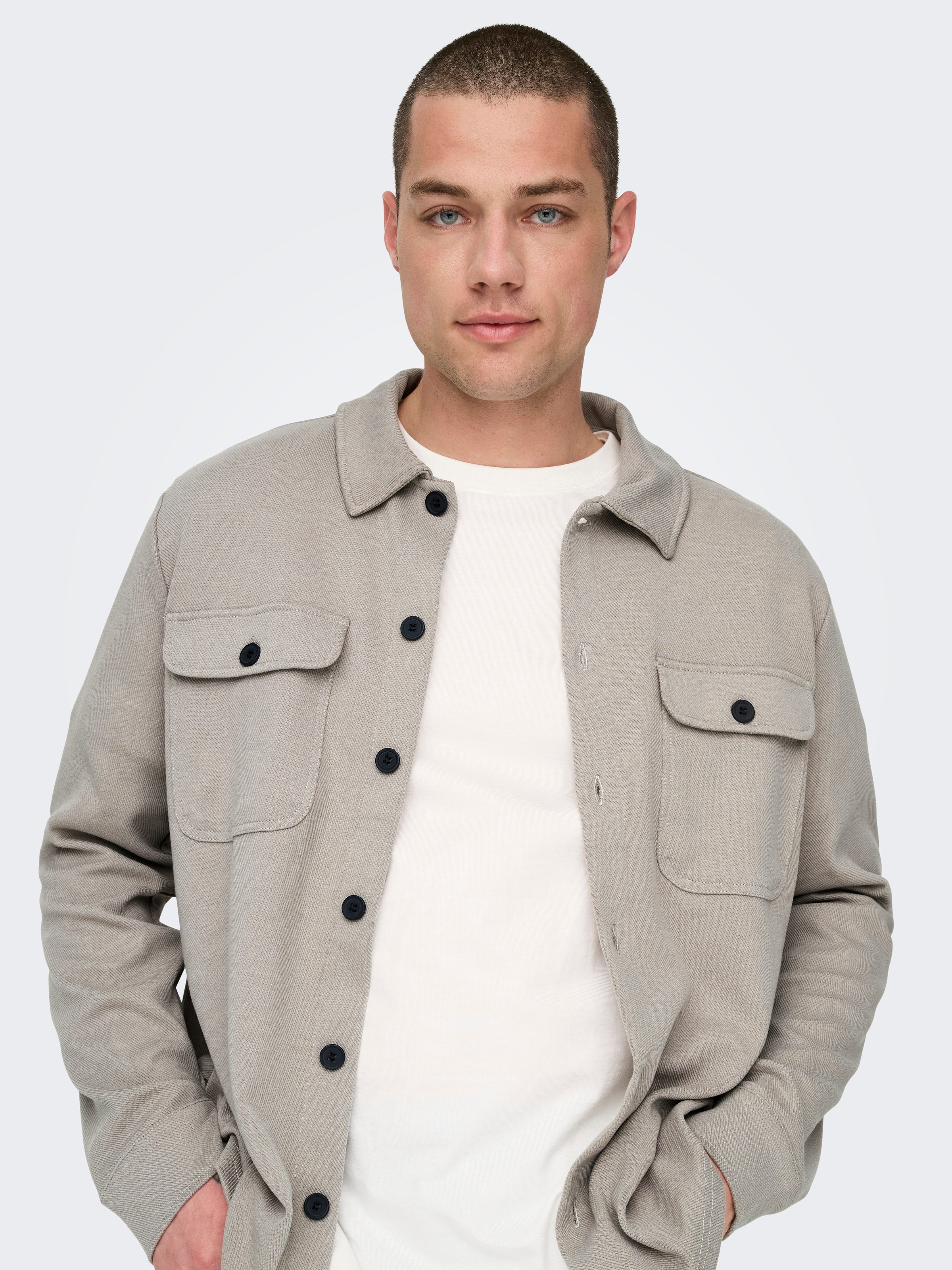 ONLY & SONS Langarmhemd "ONSNEWKODYL OVERSHIRT SWEAT NOOS" Materialmix, reg günstig online kaufen