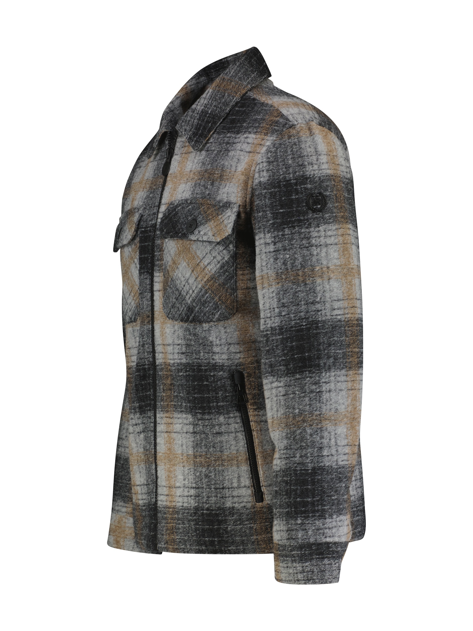 LERROS Blusenjacke ohne Kapuze Overshirt kariert, mit Reißverschluss