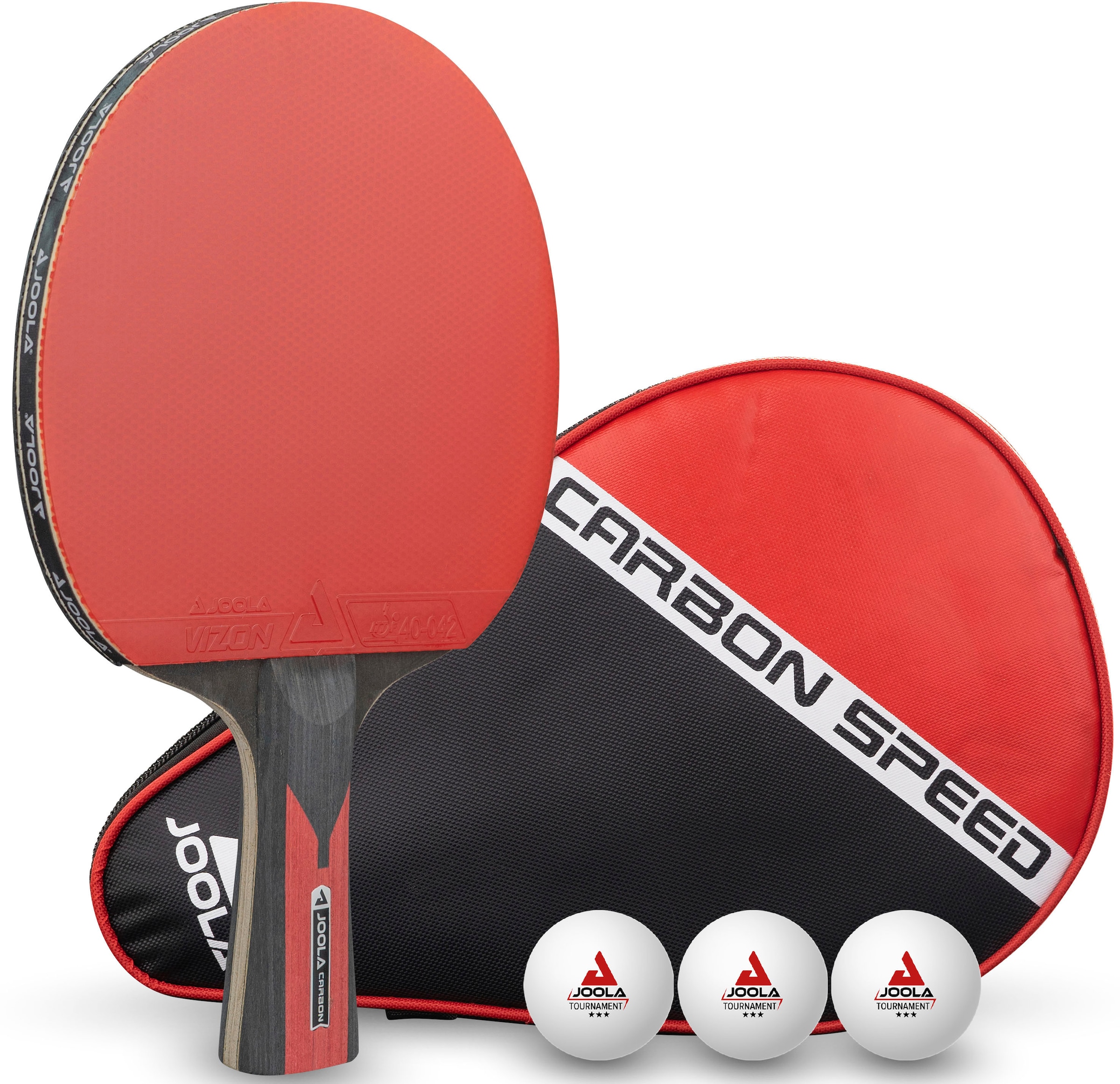 Tischtennisschläger »TT-BAT Carbon Speed«, (Set, mit Bällen-mit Schlägerhülle)