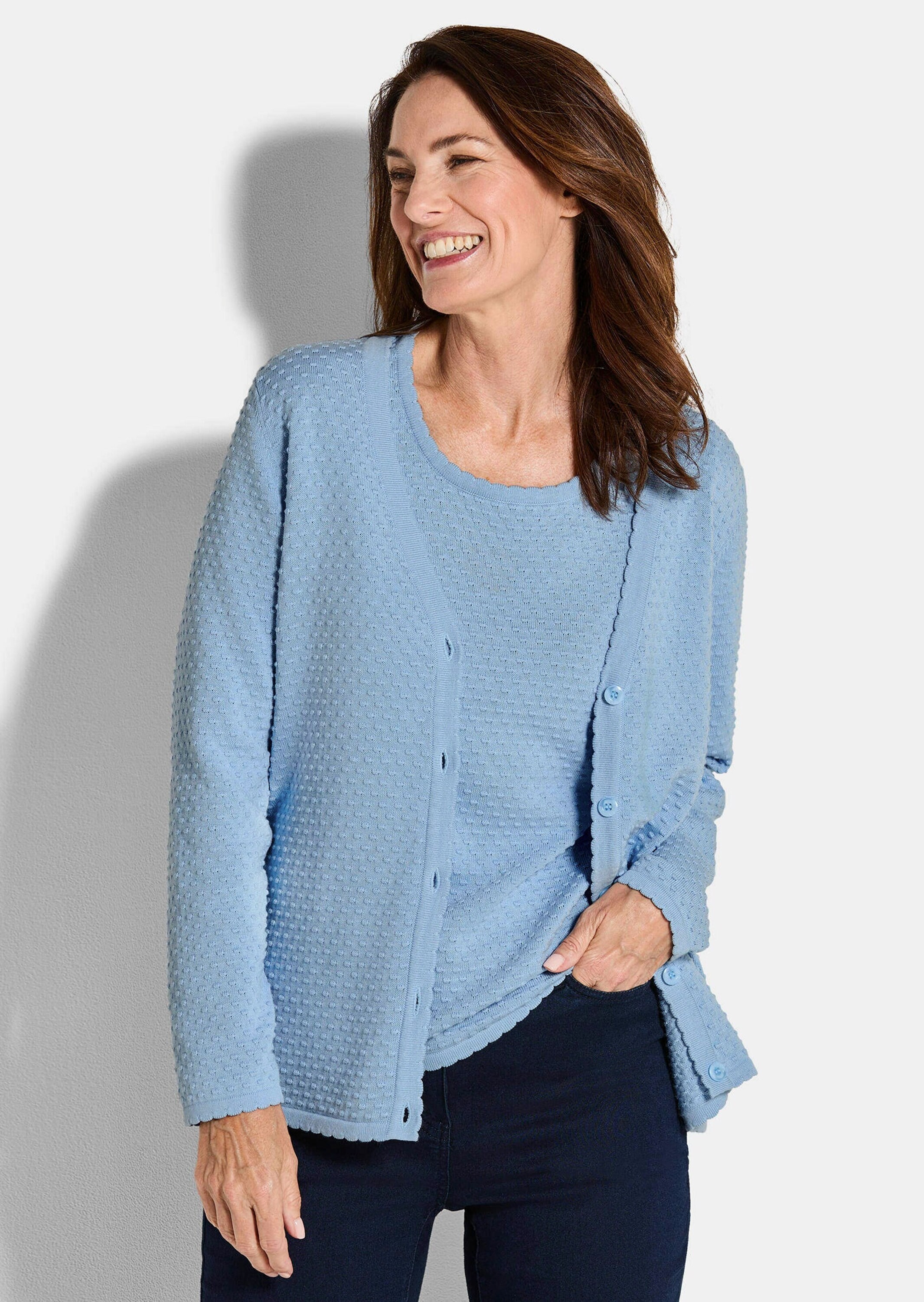 GOLDNER Strickjacke »Baumwoll-Feinstrickjacke, Langarm«