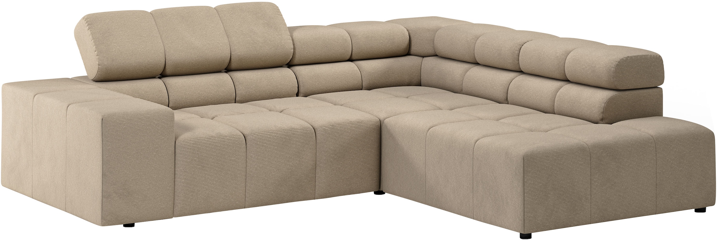 INOSIGN Ecksofa »Ancona, incl. Kopfteilverstellung + 3 Zierkissen, L-Form, bequem«, wahlweise motorische Sitztiefenverstellung, B/T(H: 249/215/70 cm