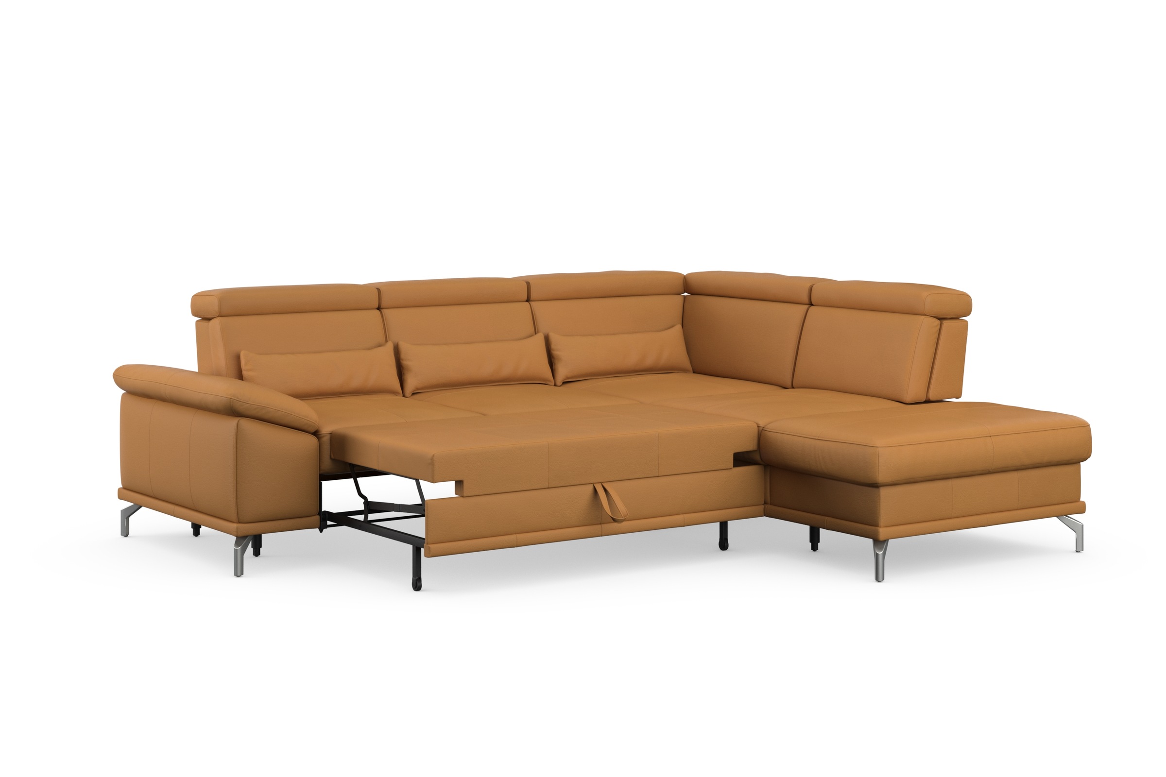 sit&more Ecksofa »Cabrio L-Form, mit Sitztiefenverstellung, Arm- und Kopfteilverstellung«, 3 Nierenkissen, Federkern, optional Bettfunktion und Stauraum