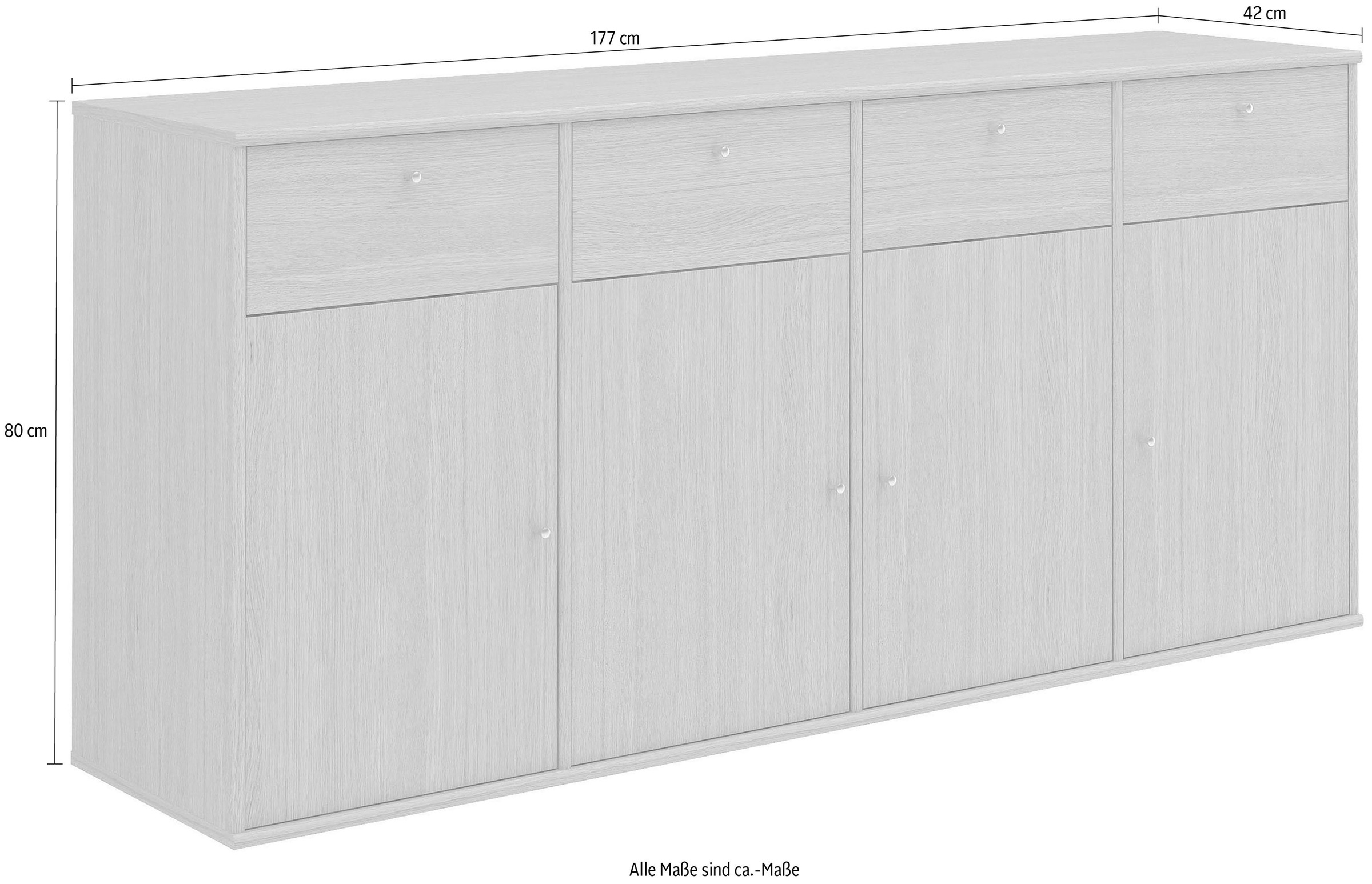 Hammel Furniture Sideboard »Mistral, Hochwertig Schrank, hängend/stehend montierbar«, mit Türen und Schubladen, B: 177 cm, anpassungsbar Designmöbel