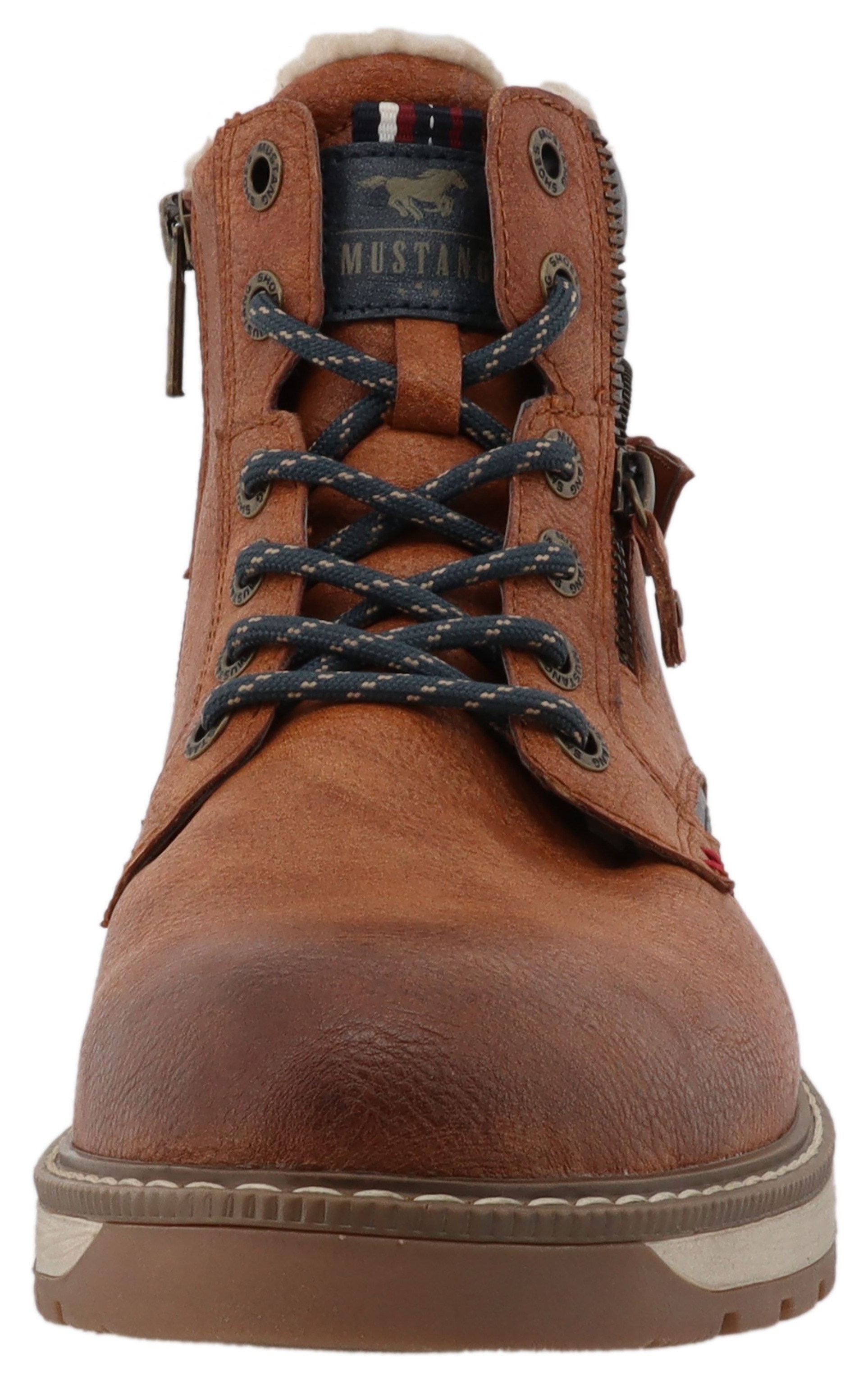 Winterboots MUSTANG SHOES "Maril", Herren, Gr. 45, braun (cognacfarben), Lederimitat, kontrastfarbene Details, Schuhe Winterboots, Workerboots, Schnürboots mit TEX-Ausstattung 3