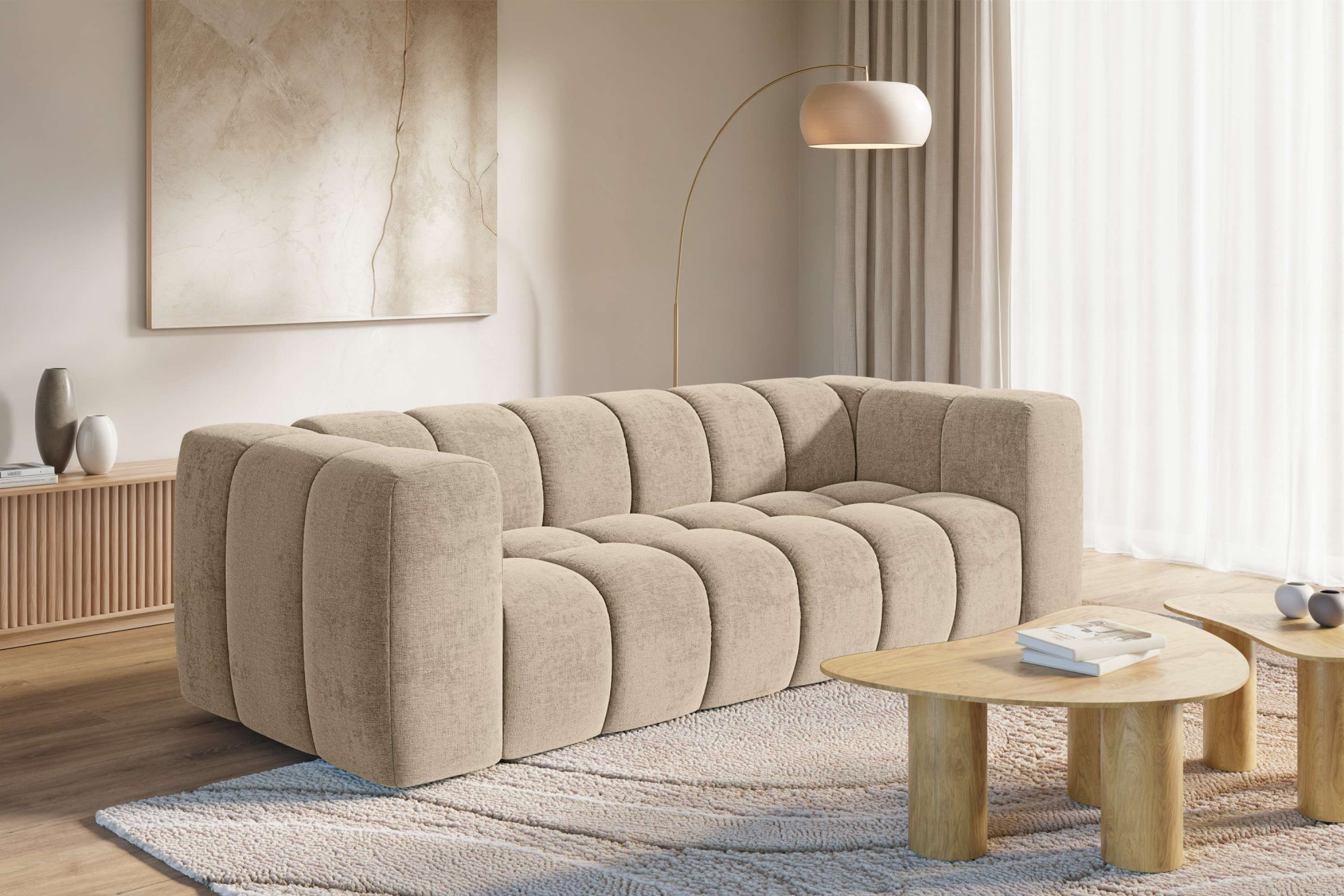 homsy by Ana Johnson Big-Sofa »BOUBELLE Design-Sofa mit Steppung, Bubble-Optik, Breite 246 cm« 4-Sitzer mit Wellenunterfederung, gemütlich und modern, Sitzkomfort