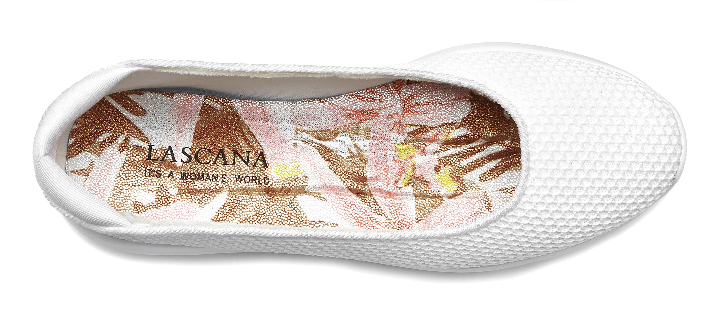 Ballerina LASCANA "Freizeitschuh, Slipper, Halbschuh, Slip-On-Sneaker", Damen, Gr. 37, weiß, Obermaterial: 100% Textilmaterial. Decksohle: 100% Textilmaterial. Futter: 100% Textilmaterial. Laufsohle: 100% Synthetik, unifarben, Schuhe Ballerina, zum Reinsc 3