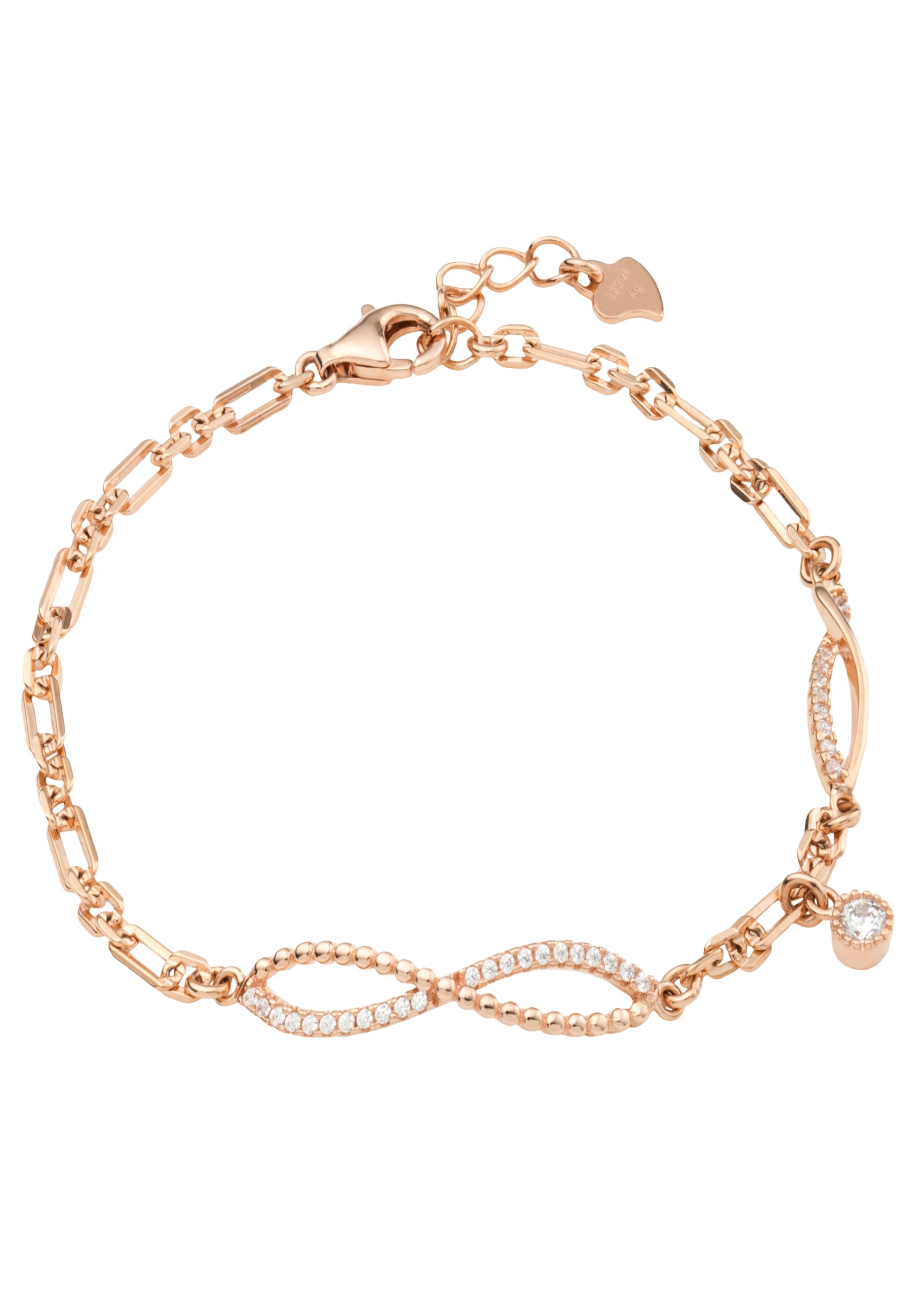 Armband AMOR "Infinity/Unendlichkeitsschleife", rosa (roségoldfarben, kristallweiß, kristallweiß), Armbänder, Damen, 19cm, Silber 925 (Sterlingsilber), Armband, mit Zirkonia (synth.) 2