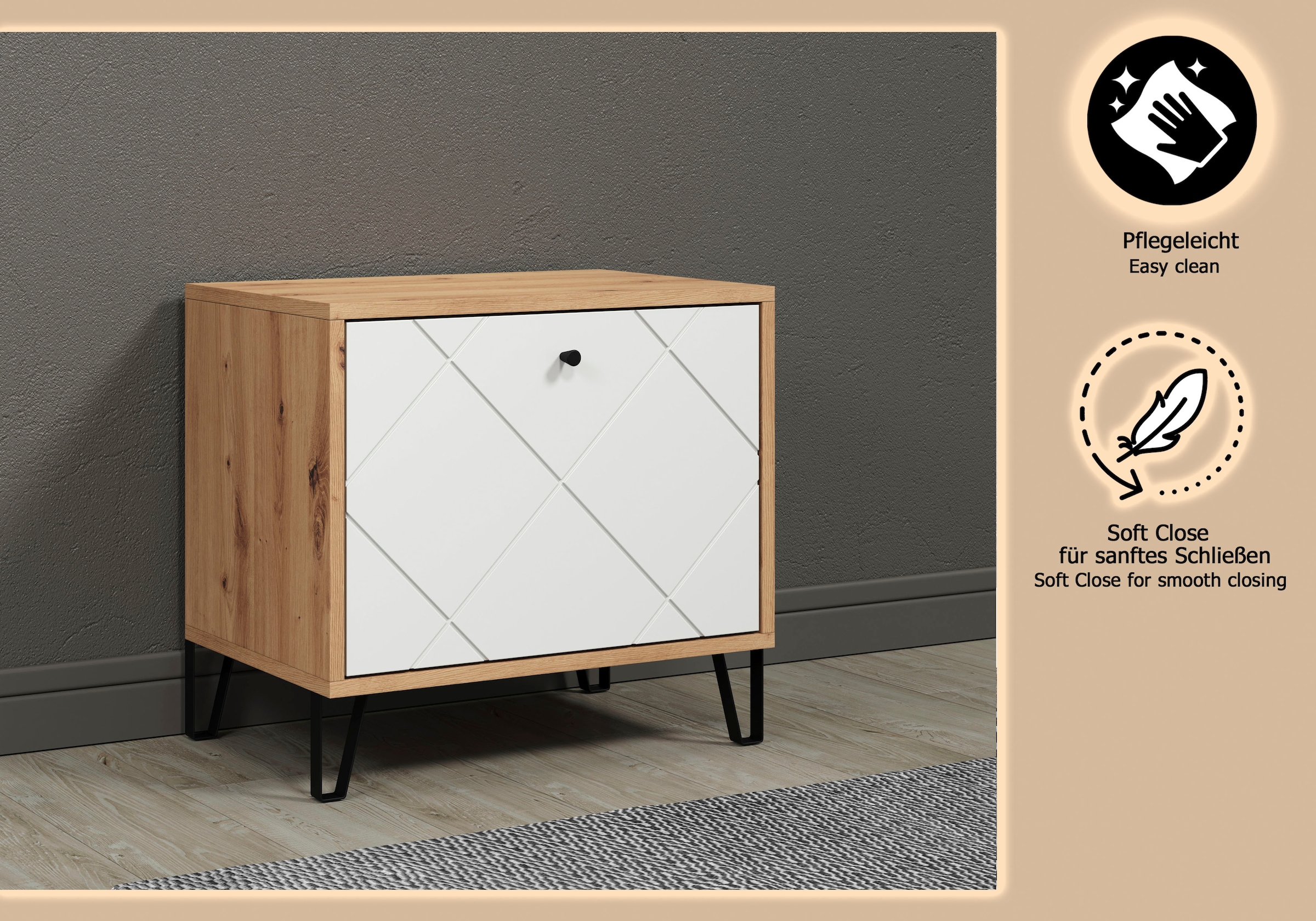 PLACES OF STYLE Sitzbank »Tarragona« 1 Stk. tlg. Sitzbank mit Klappe & Soft-Close - (B/T/H) 63/40/56 cm