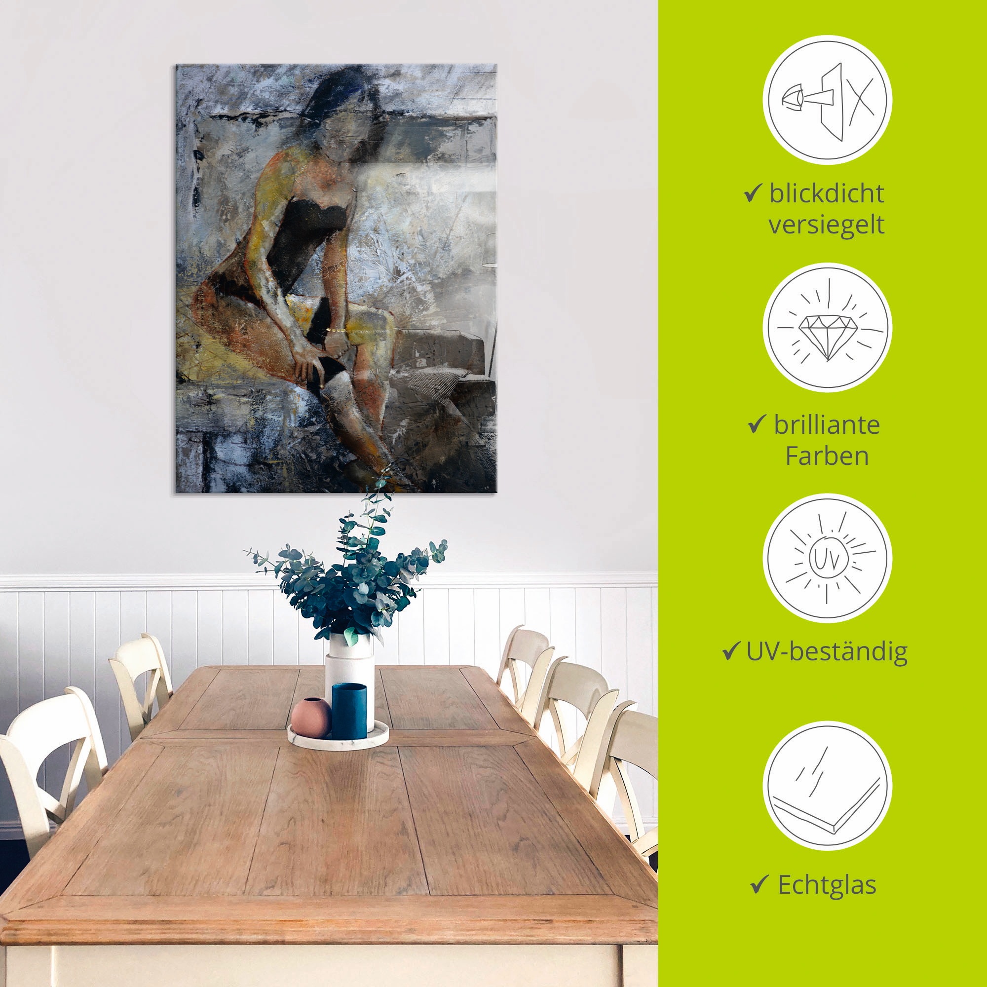 Artland Glasbild »Ausgezogen«, Frau, (1 St.), in verschiedenen Größen