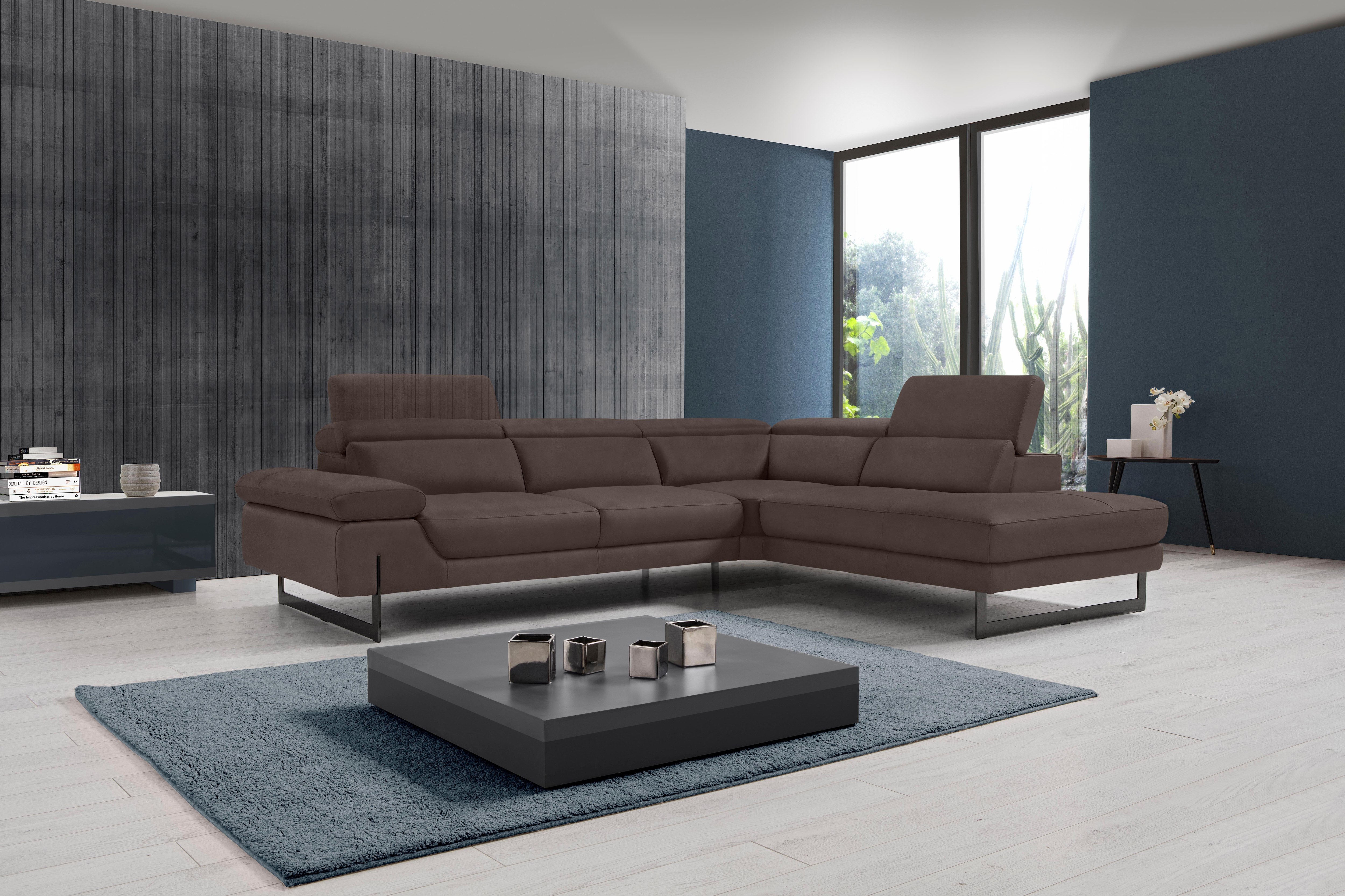 Egoitaliano Ecksofa "Queenie, extravagantes Sofa mit erstklassigem Sitzkomfort, L-Form" mit verstellbarer Armlehne und Kopfteilen für Wohlfühlkomfort