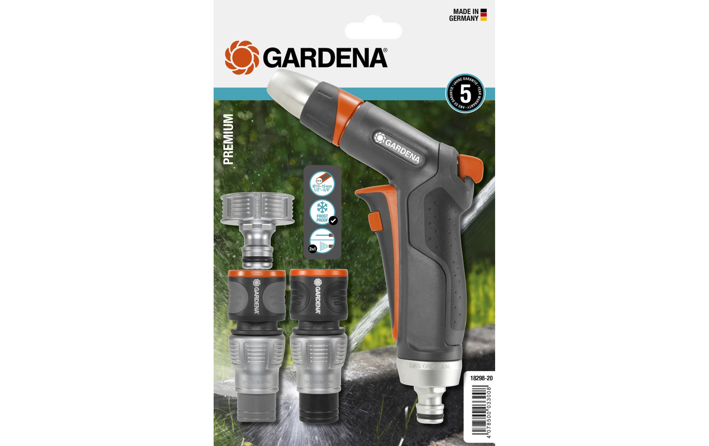 Gardena Premium Grundausstattung, 5-Teilig, Reinigungsspritze, Wasserstop, Schlauch- & Hahnverbinder - Image 11