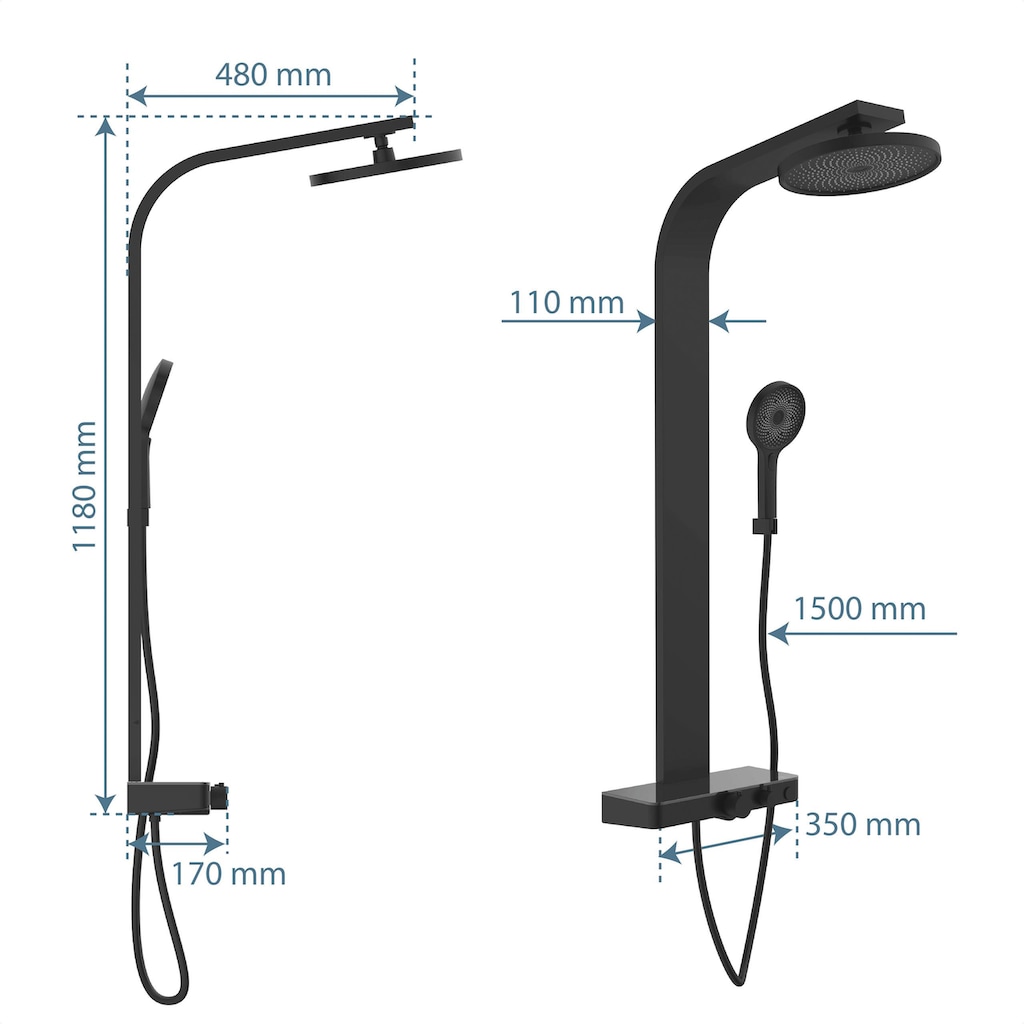 Schütte Duschsystem »SAMOA RAIN«, 3-fach verstellbare Wellness Handbrause mit Antikalk-Noppen