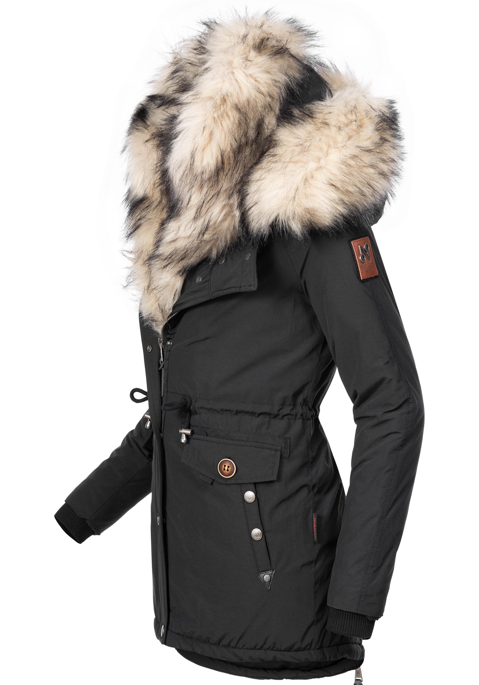 Navahoo Wintermantel »Sweety«, Winterparka mit 2 Kunstpelz-Kapuzen