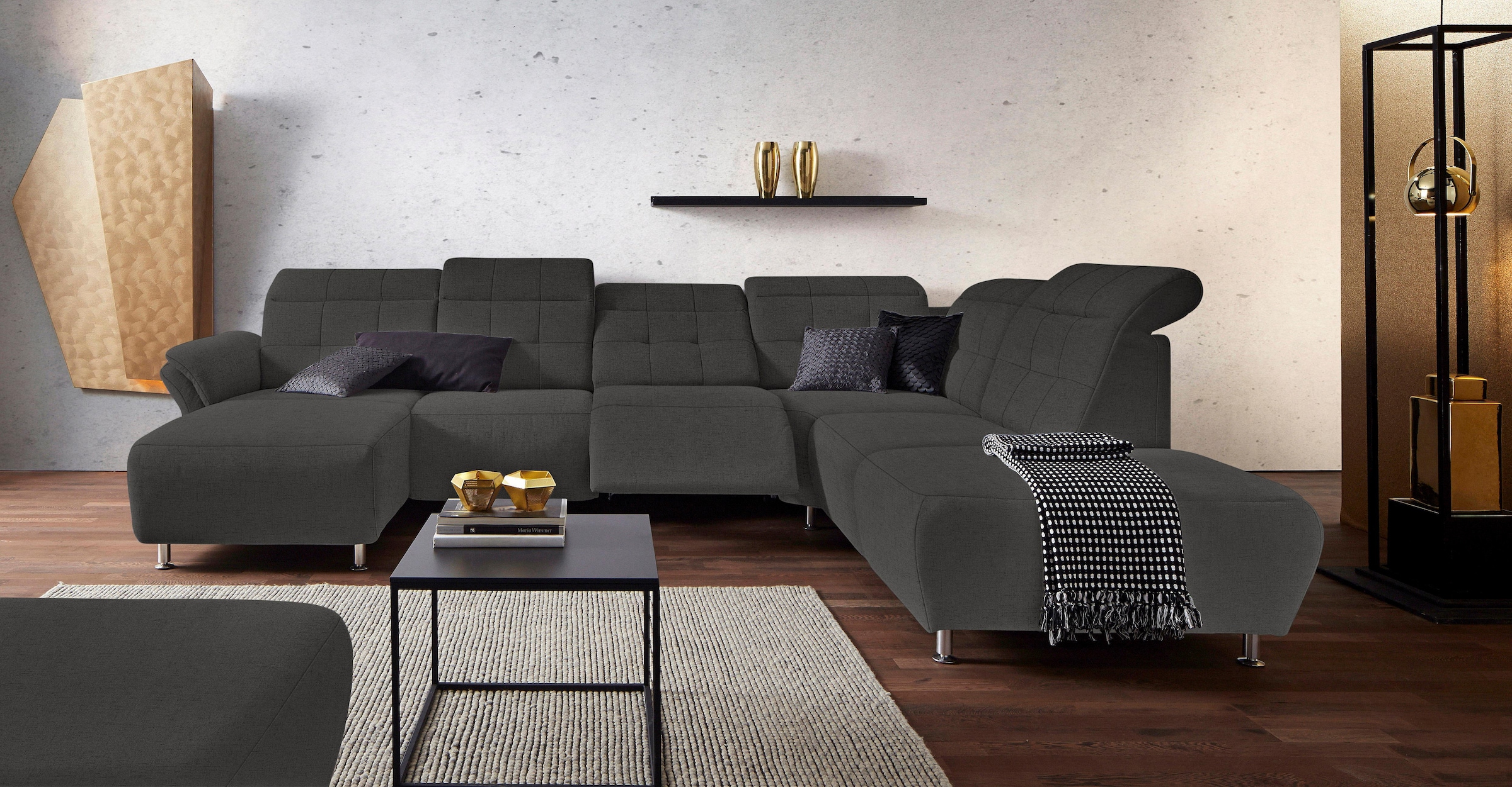 Home affaire Wohnlandschaft "Manhattan U-Form" 2 Sitze mit elektrischer Rel günstig online kaufen