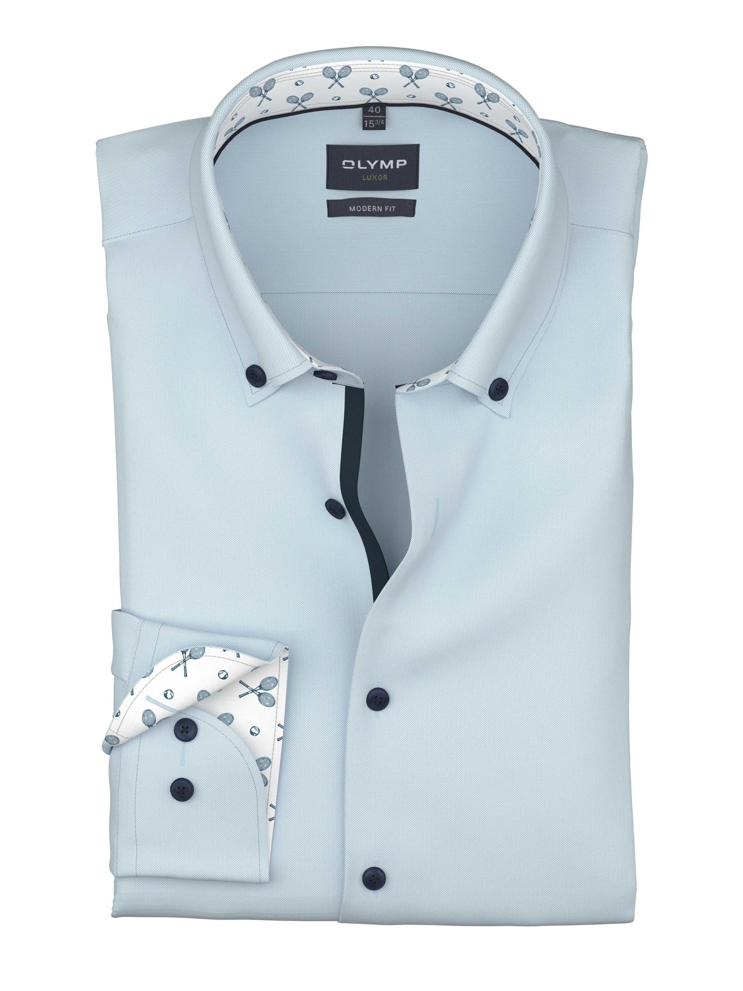 Langarmhemd OLYMP "Luxor", Herren, Gr. 42, N-Gr, hellblau, Web, Obermaterial: 100% Baumwolle, unifarben, normal, 2-Knopf-Manschette, Hemden, modern fit, Button-down-Kragen, Businesshemd 6