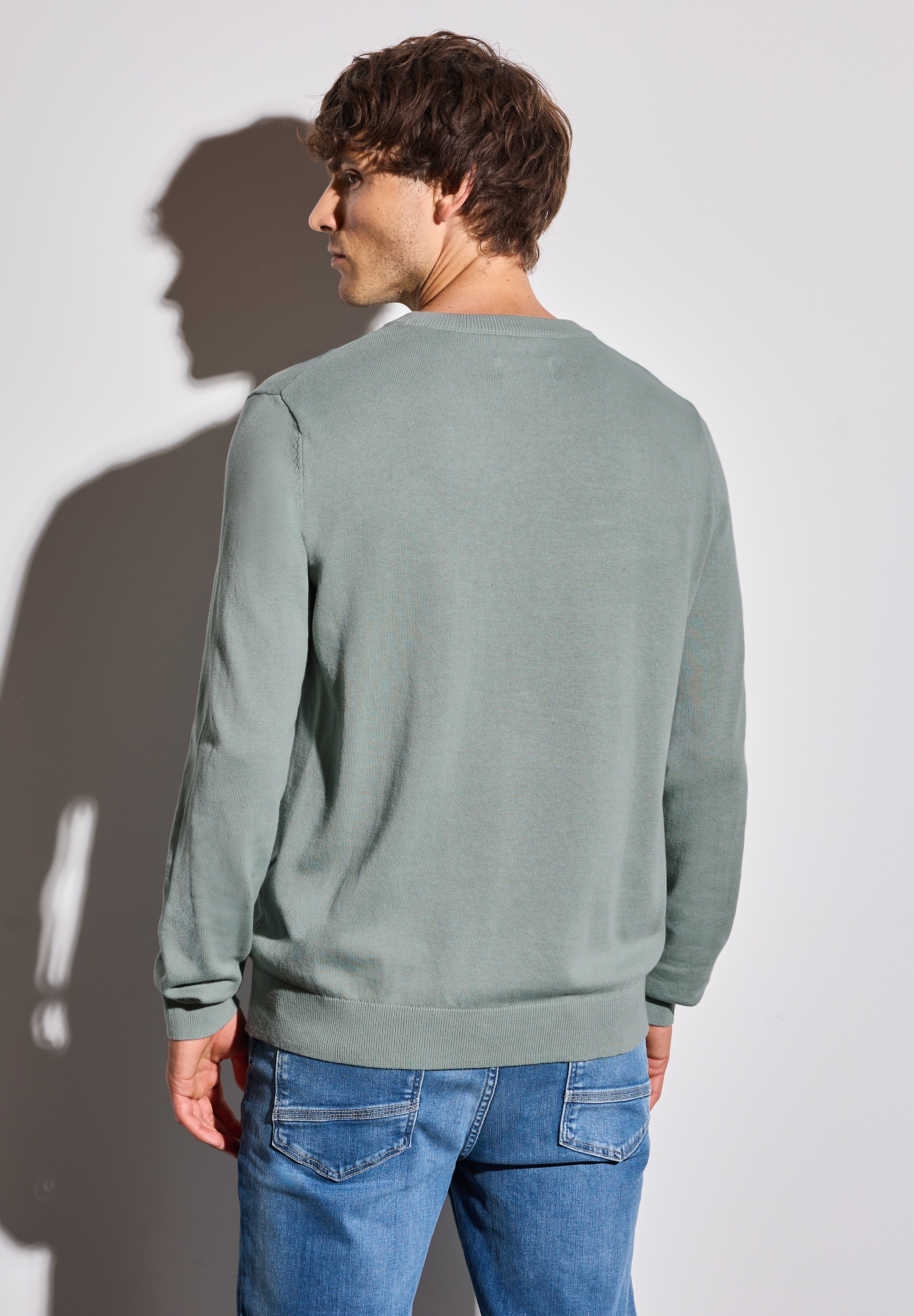 STREET ONE MEN Strickpullover, aus reiner Baumwolle