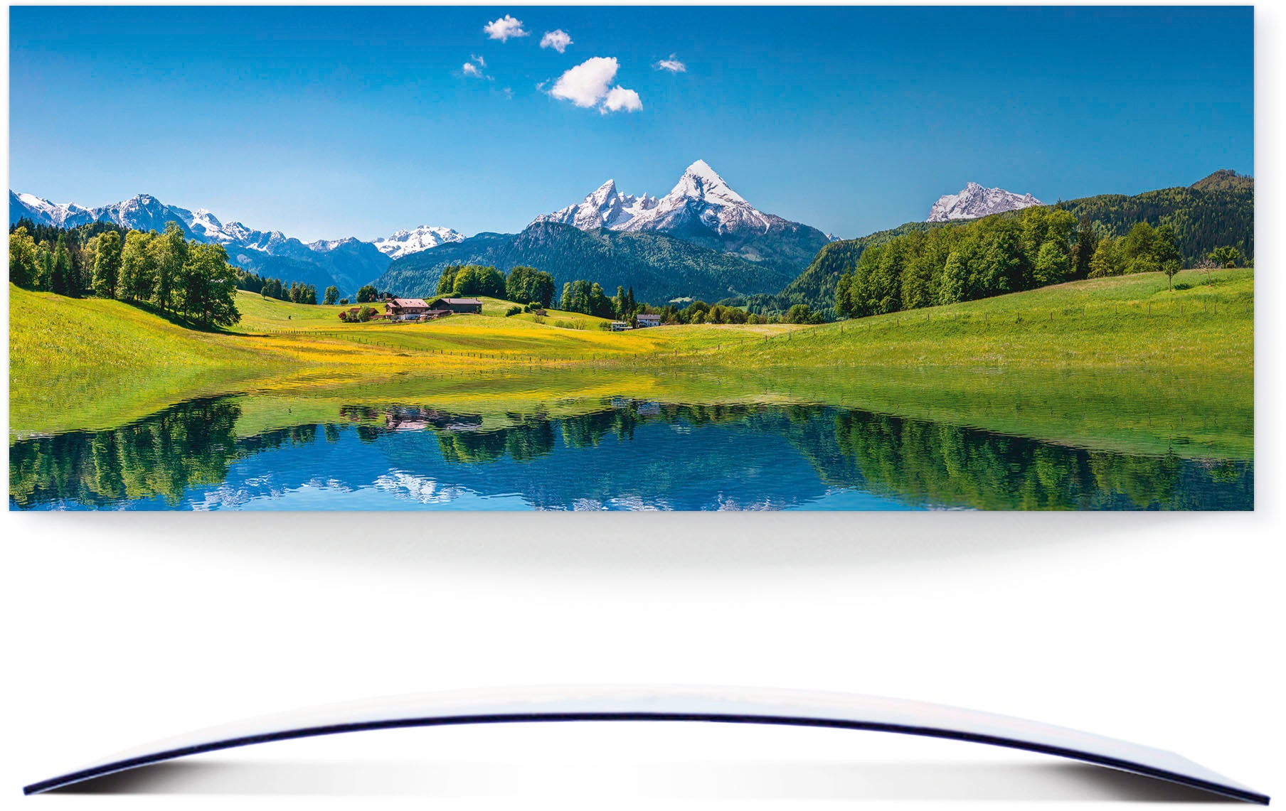 Artland Wandbild "Landschaft in den Alpen", Berge, (1 St.), 3D Optik gebogen