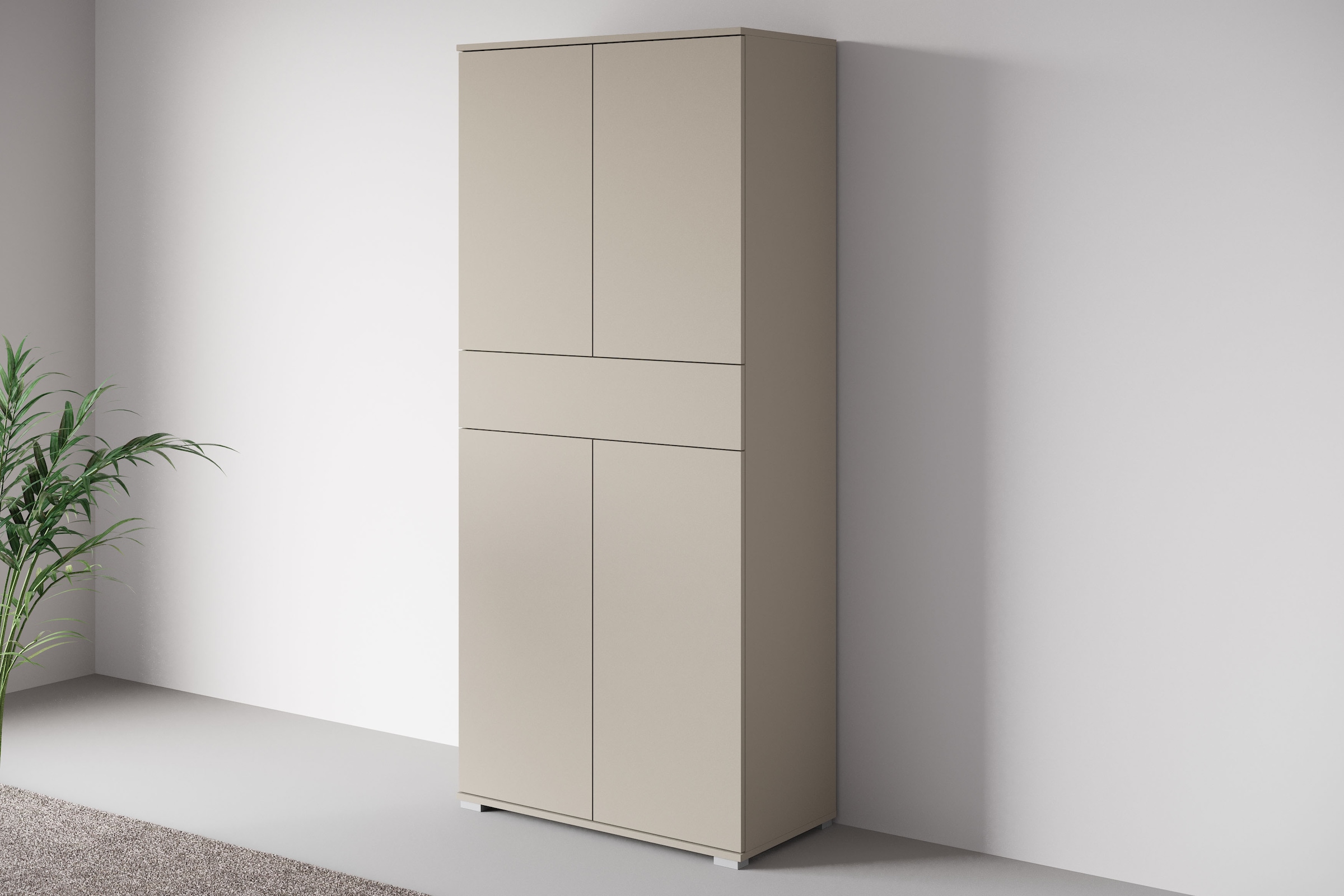 OTTO home Aktenschrank "Kenia, Stauraumschrank 80 cm breit mit Schublade" 1 Stk. tlg. Griffloses Design mit Push-to-Open und verstellbaren Einlegeböden