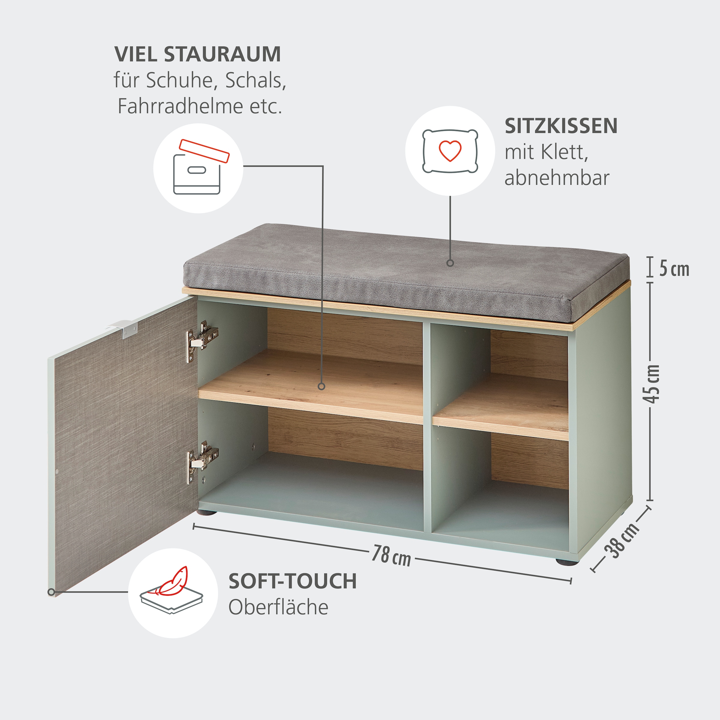 Innostyle Garderoben-Set »Bari Garderobenprogarmm, BxHxT 264x202x38 cm«, (Set, 5 St.), Besteht aus 5 Typen
