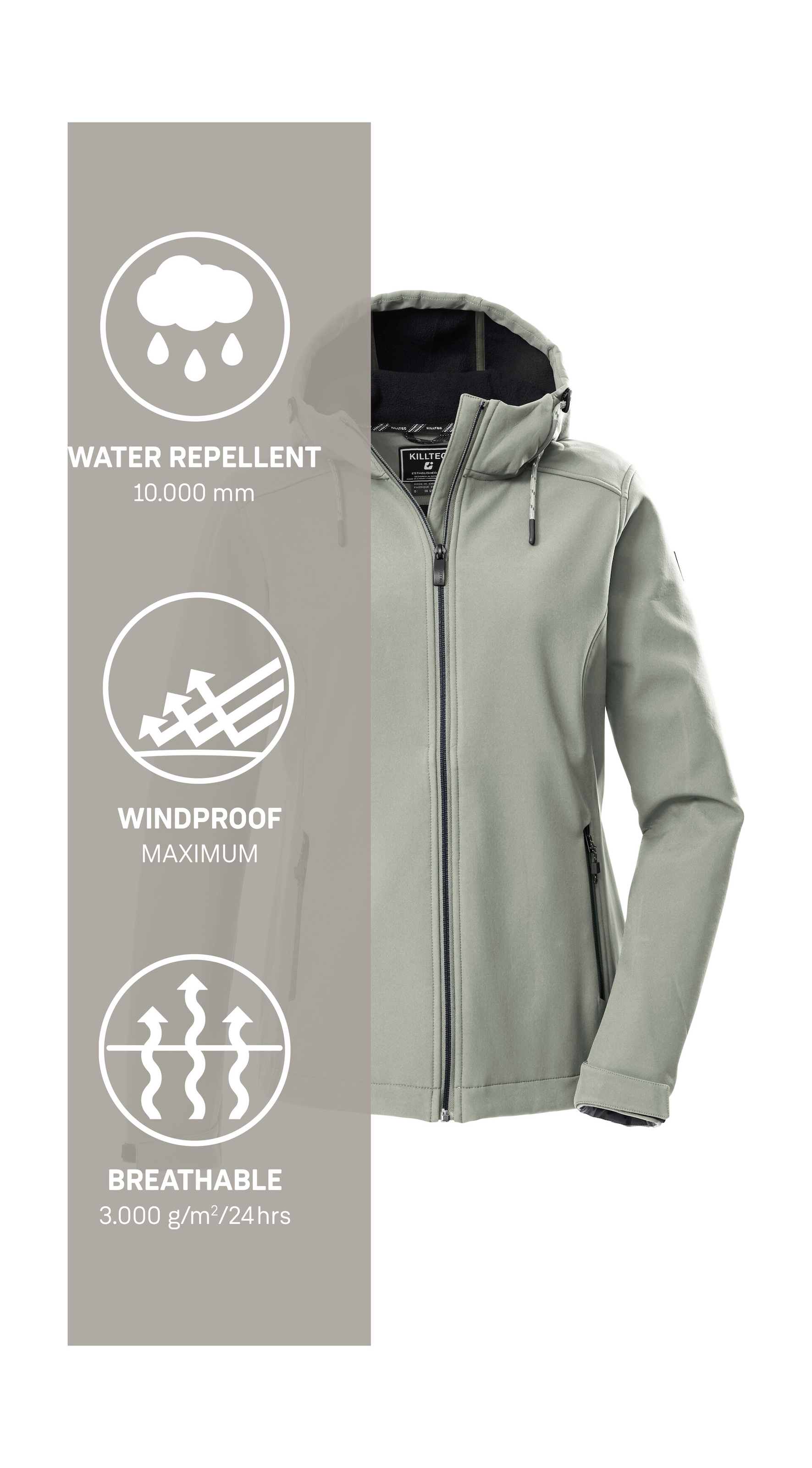 Killtec Softshelljacke »KOW 8 WMN SFTSHLL JCKT«, Damen Softshelljacke: wasser- und windabweisend, atmungsaktiv