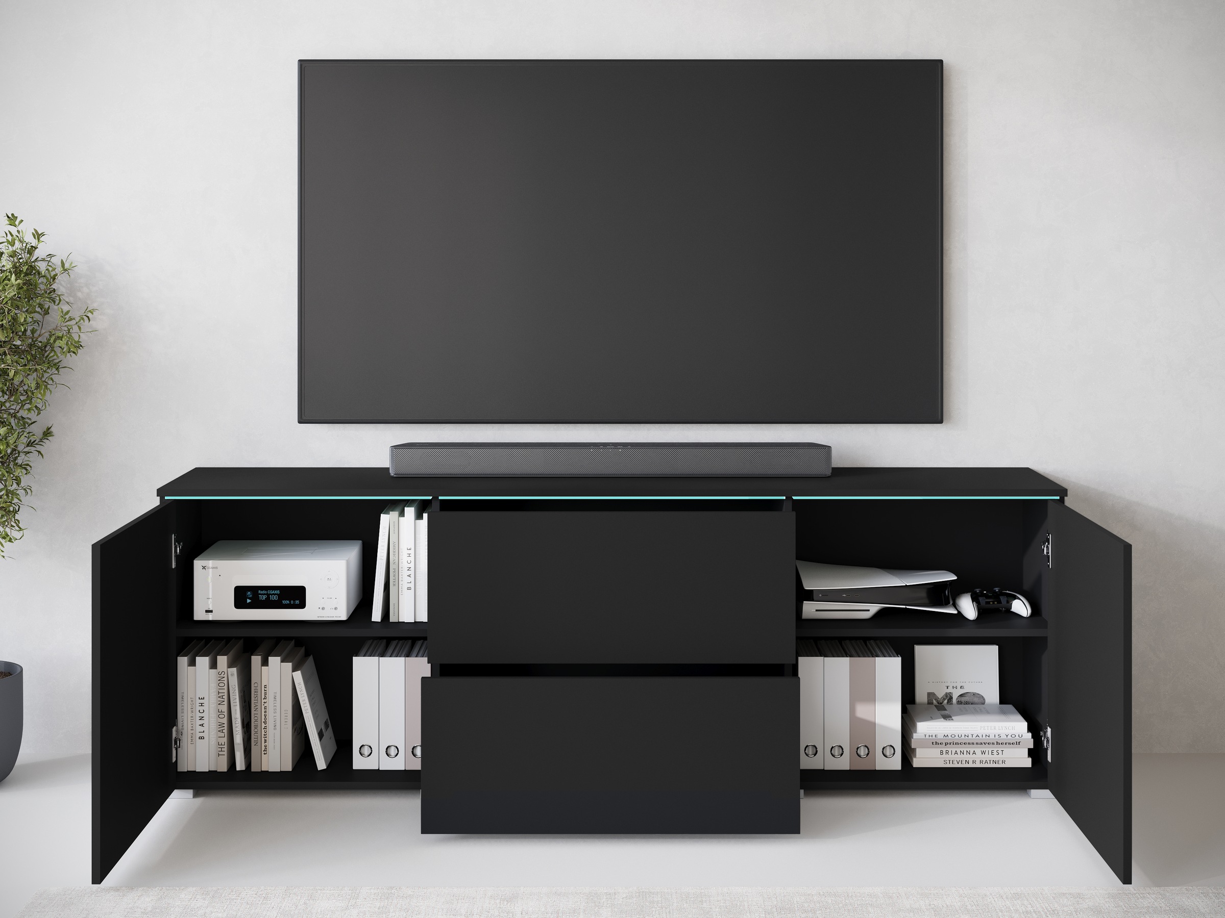 INOSIGN Lowboard, Lowboard Vera, 2 Türen/2 Schubladen, TV-Schrank mit viel Stauraum