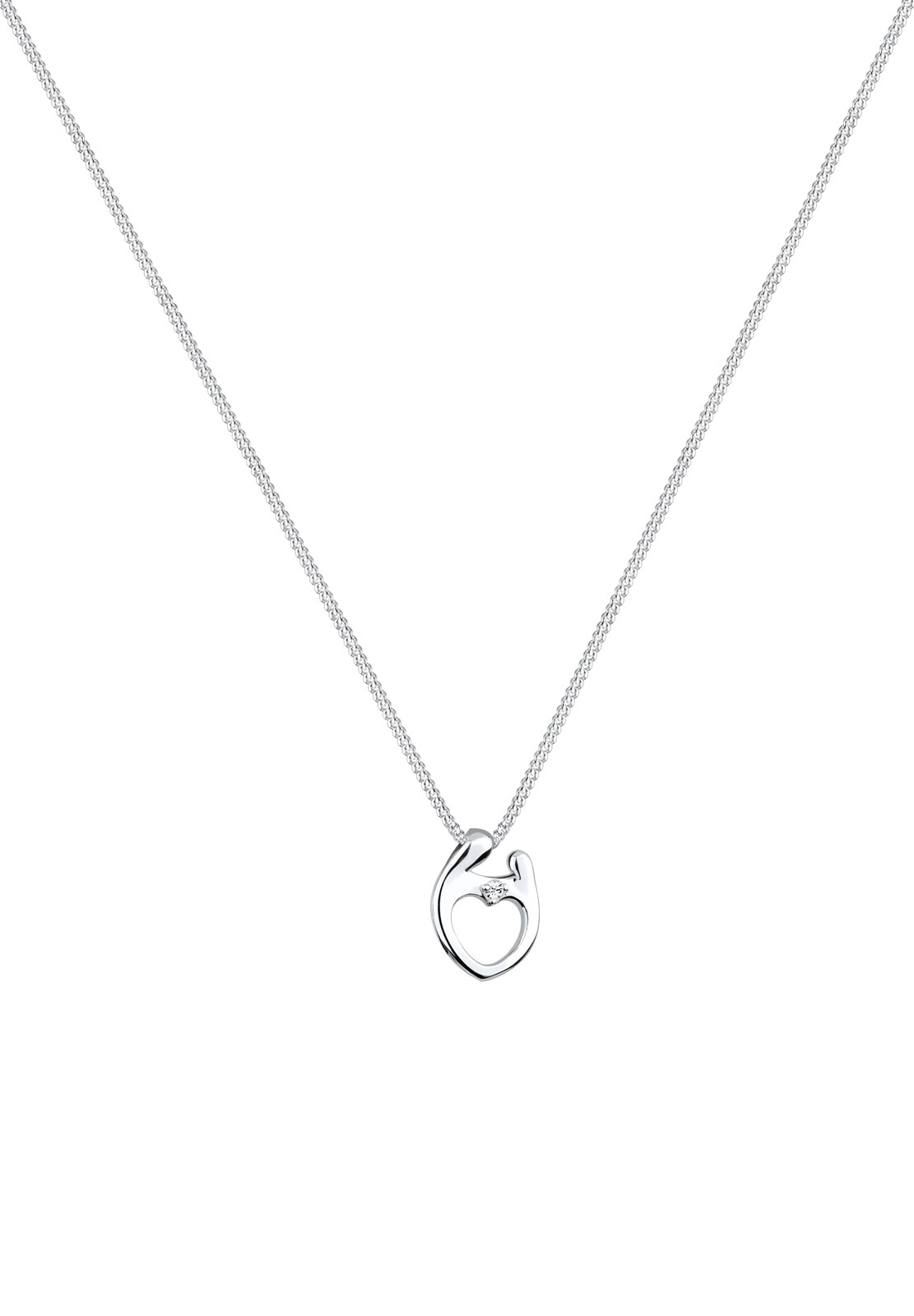 Elli Collierkettchen »Herz Mutter Kind Symbol Glas Kristall Weiß 925 Sterling Silber«
