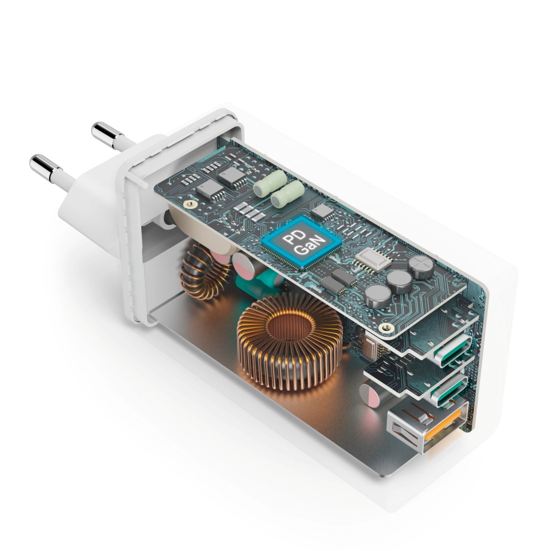 Hama Schnelllade-Gerät »Schnellladegerät (USB Ladegerät, 2x USB-C, 1x USB-A, GaN, 100 Watt)«, (1 St.)