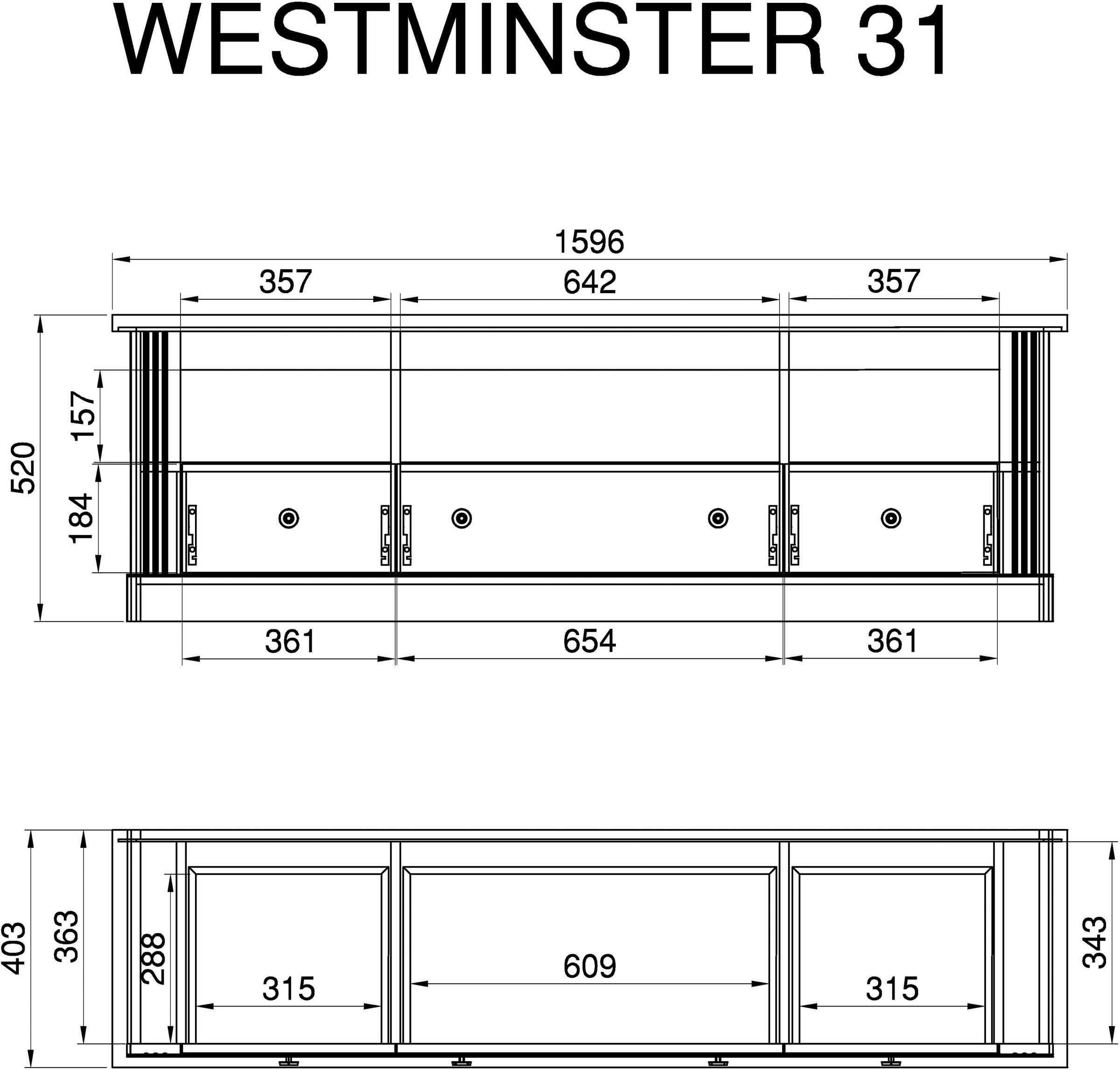Home affaire Lowboard »Westminster«, im angesagten Landhaus-Look