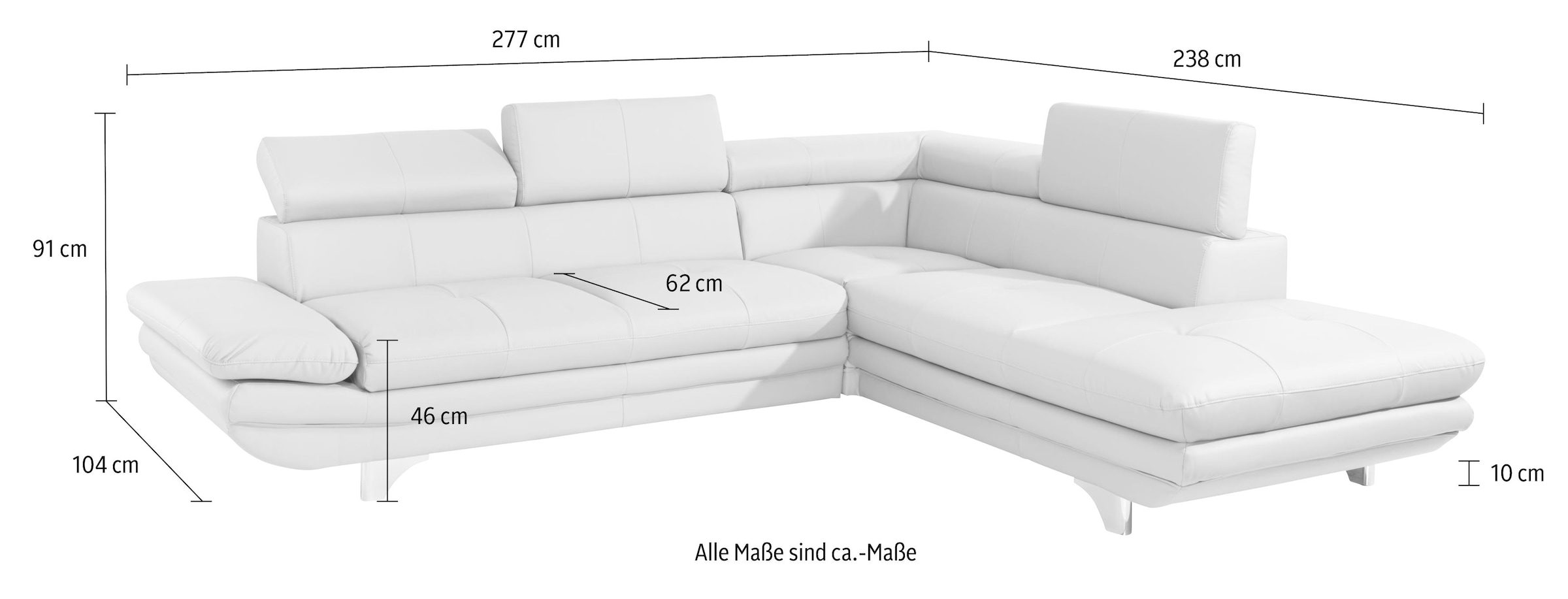 COTTA Ecksofa »Enterprise L-Form«, mit Arm- & Kopfteilverstellung, wahlweise mit Bettfunktion