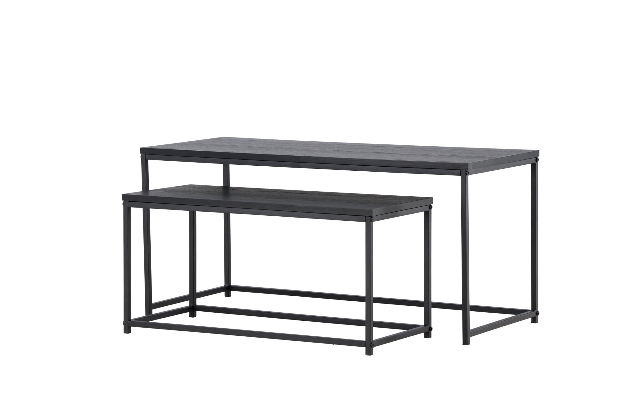 Venture Home Couchtisch "Staal, 2-tlg Couchtisch-Set 100 × 43 cm in Schwarz, kombinierbar" Set, 2 Stk. tlg. Sofatisch-Set, MDF, Stahlbeine, schwarz, rechteckig, flexibel