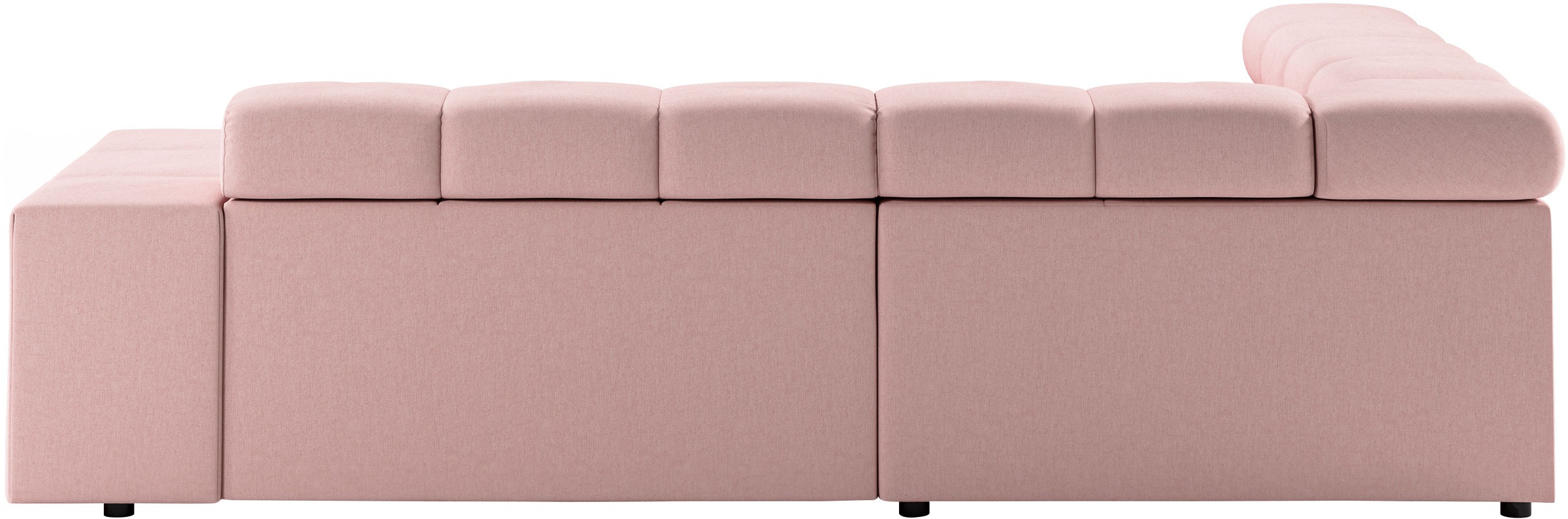 Ecksofa HOME AFFAIRE "Ancona, incl. Kopfteilverstellung + 3 Zierkissen, L-Form, Breite 249cm", rosa (rosé), B:249cm H:70cm T:215cm, 100% Polyester, Sofas, Ecksofa, wahlweise motorische Sitztiefenverstellung, B/T(H: 249/215/70 cm 9
