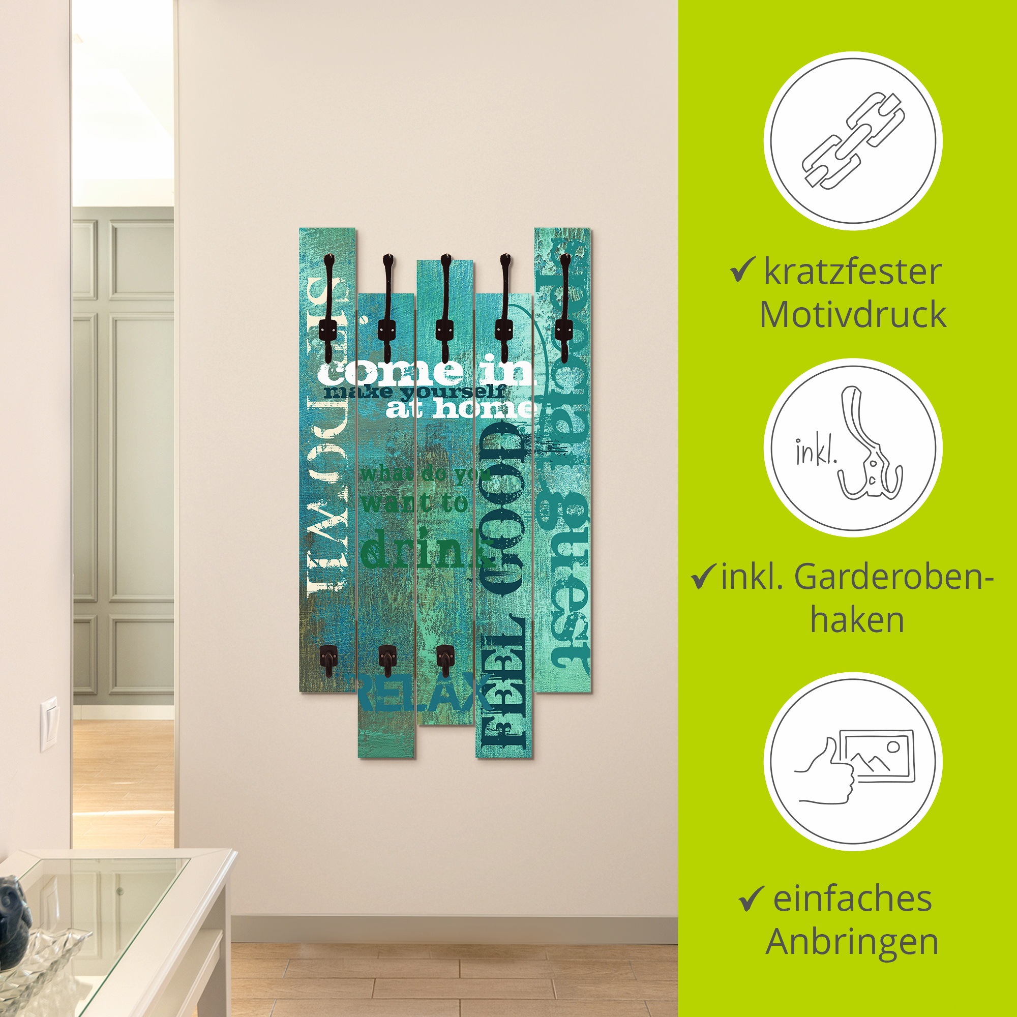 Artland Garderobenleiste »Herein«, teilmontiert