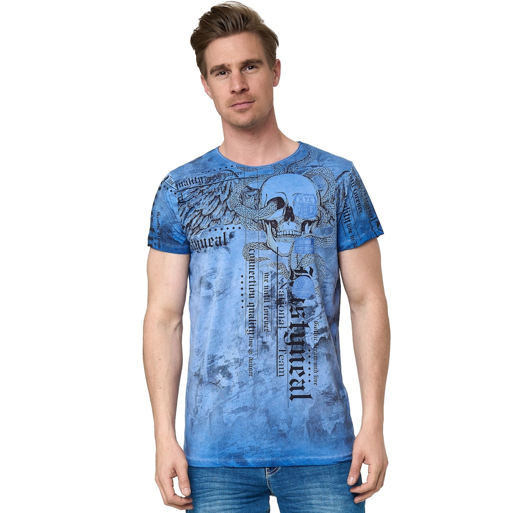 Rusty Neal T-Shirt, mit coolem Allover-Print