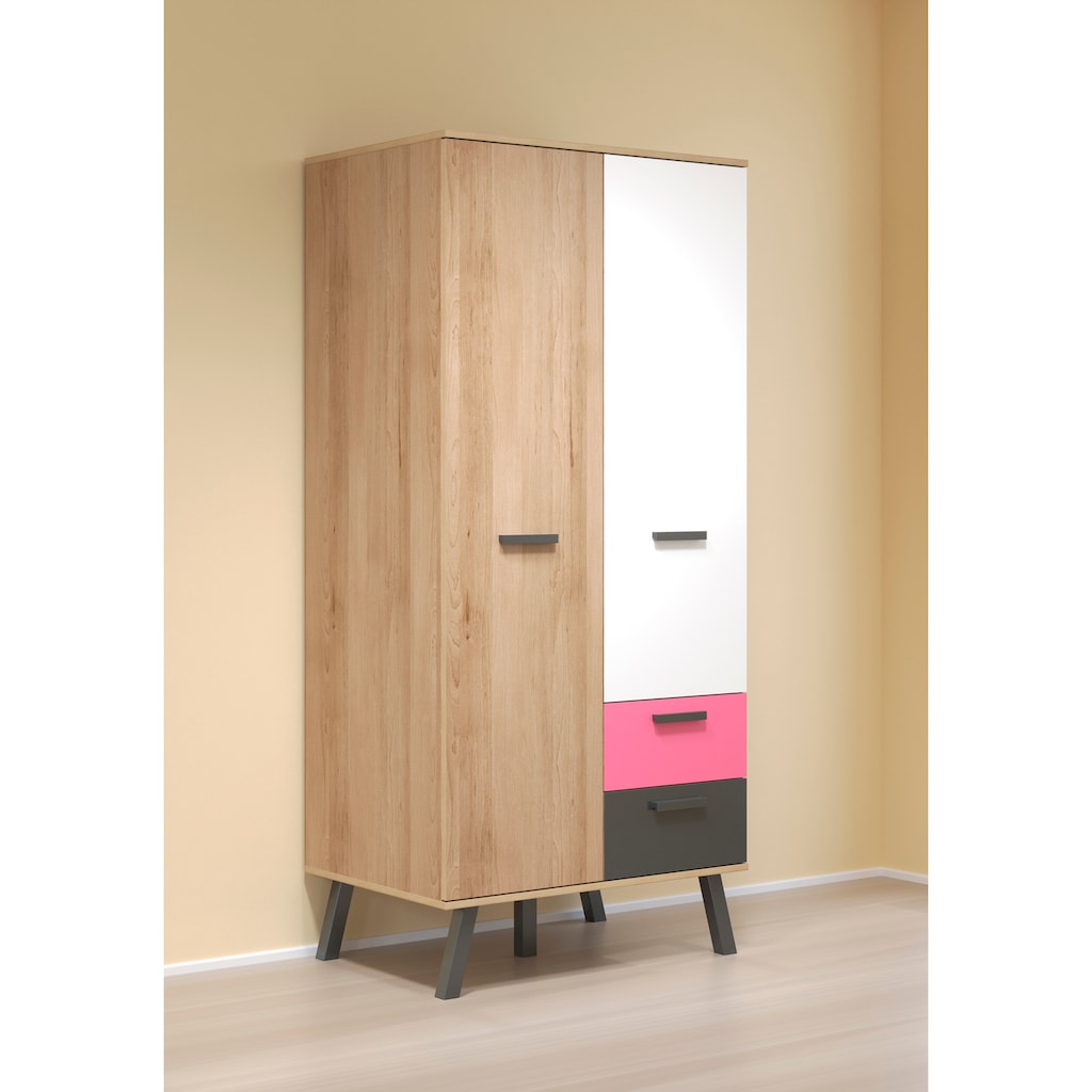 trendteam Kleiderschrank »Mats«, Front teilweise wechselbar - Rosa oder Blau