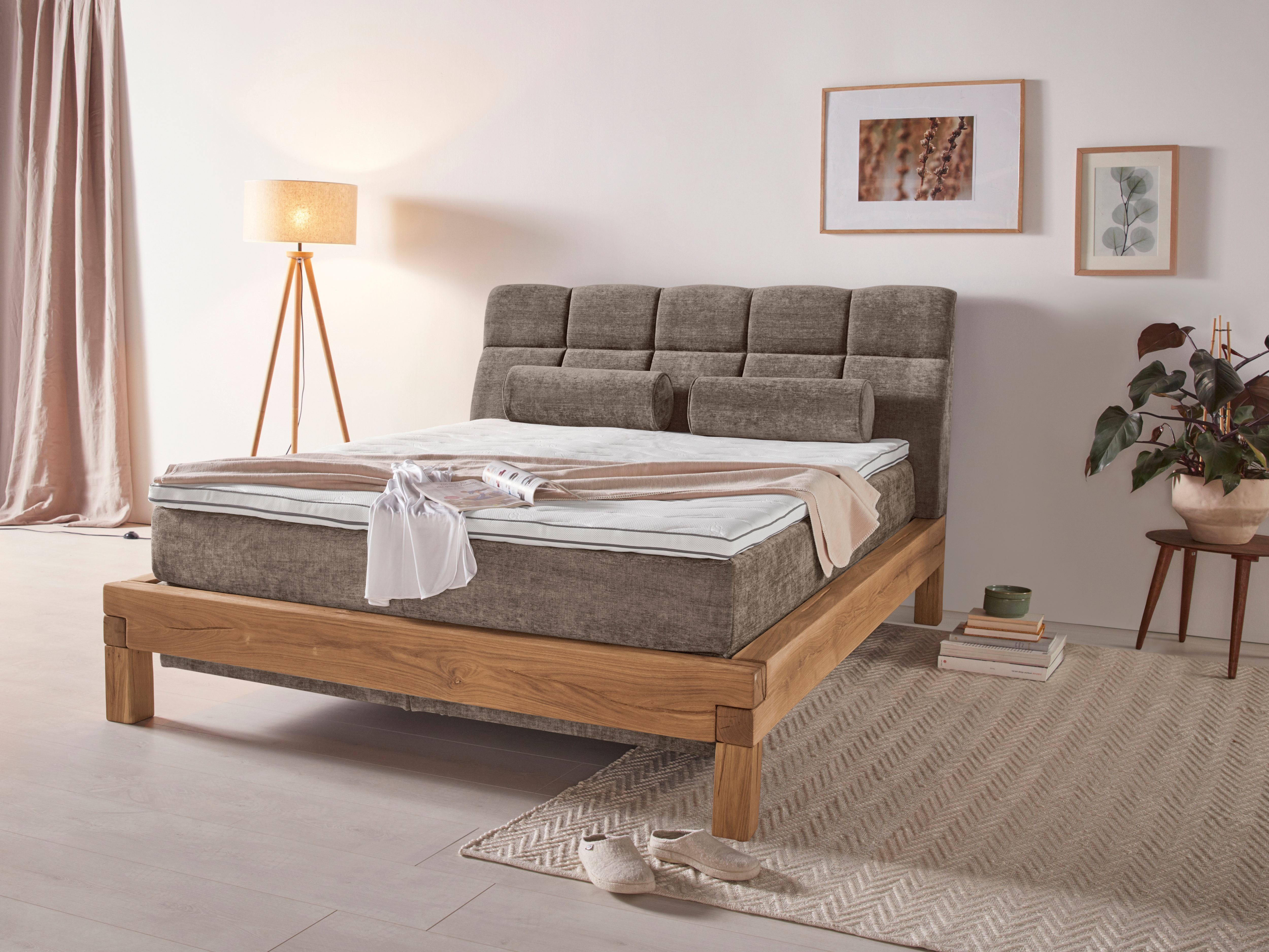 Home affaire Boxspringbett "Villads" Liegefläche: 160/200 cm aus Balkeneiche, Inside-Boxspring-Unterbau