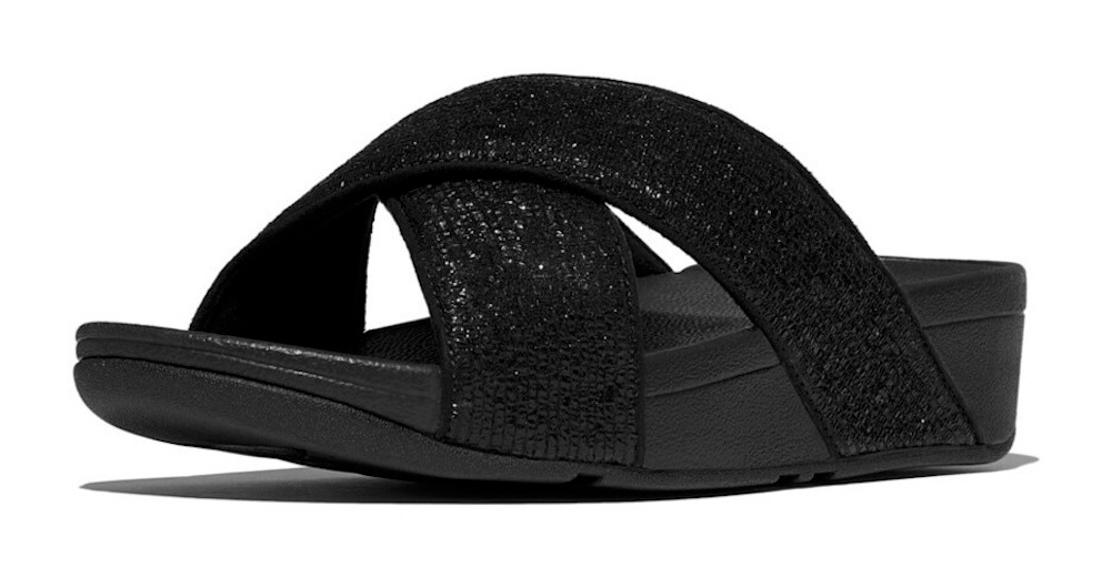 Fitflop Pantolette »LULU CRINKLED SHIMMER«, Slides, Badeschuh, Abendmode mit Glitter