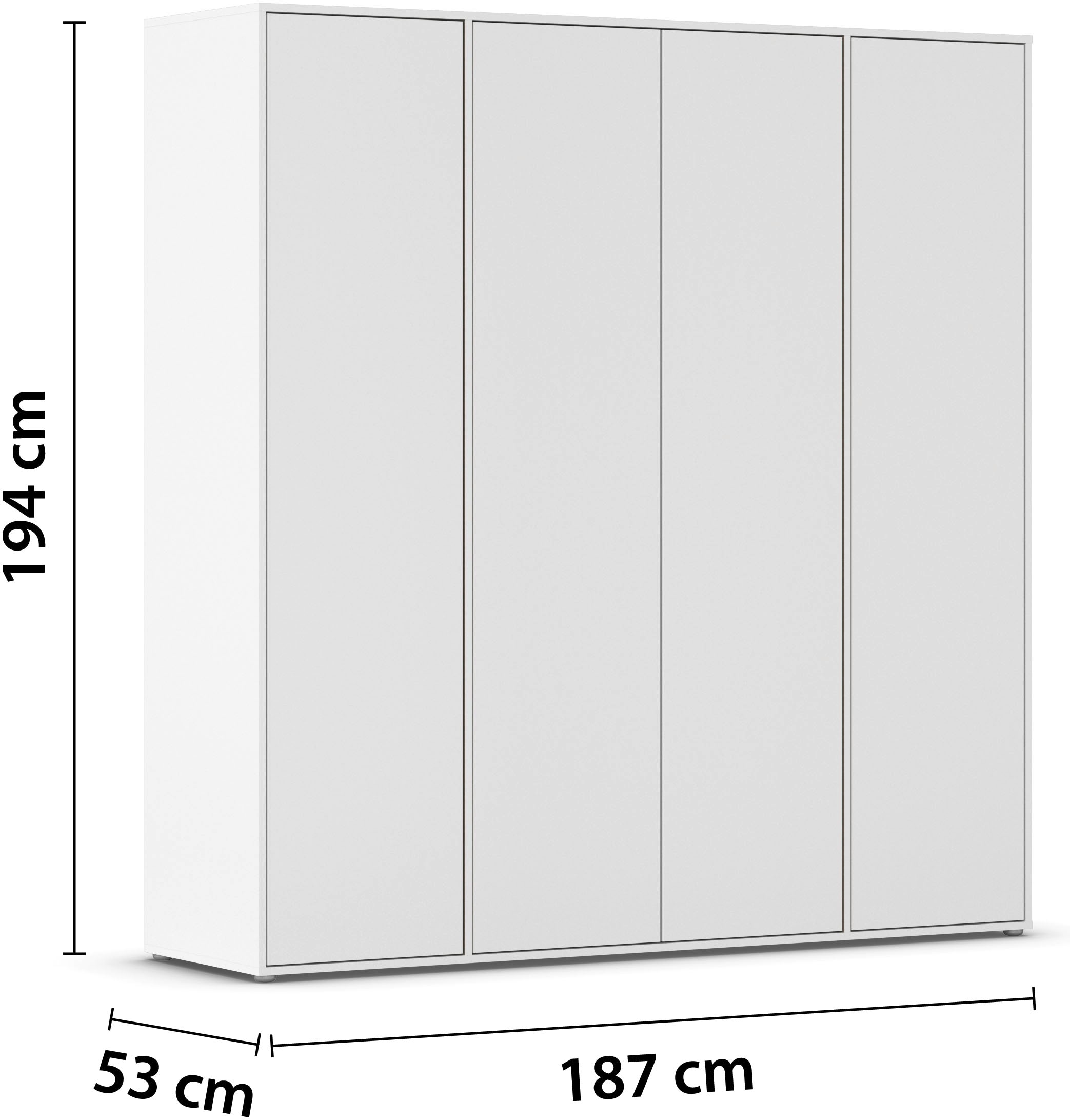 rauch Drehtürenschrank »Kleiderschrank Schrank Garderobe Wäscheschrank NABILA viel Stauraum«, (in 3 verschiedenen Ausstattungen BASIC/CLASSIC/PREMIUM), in 2 Breiten mit Push-to-Open Funktion TOPSELLER MADE IN GERMANY