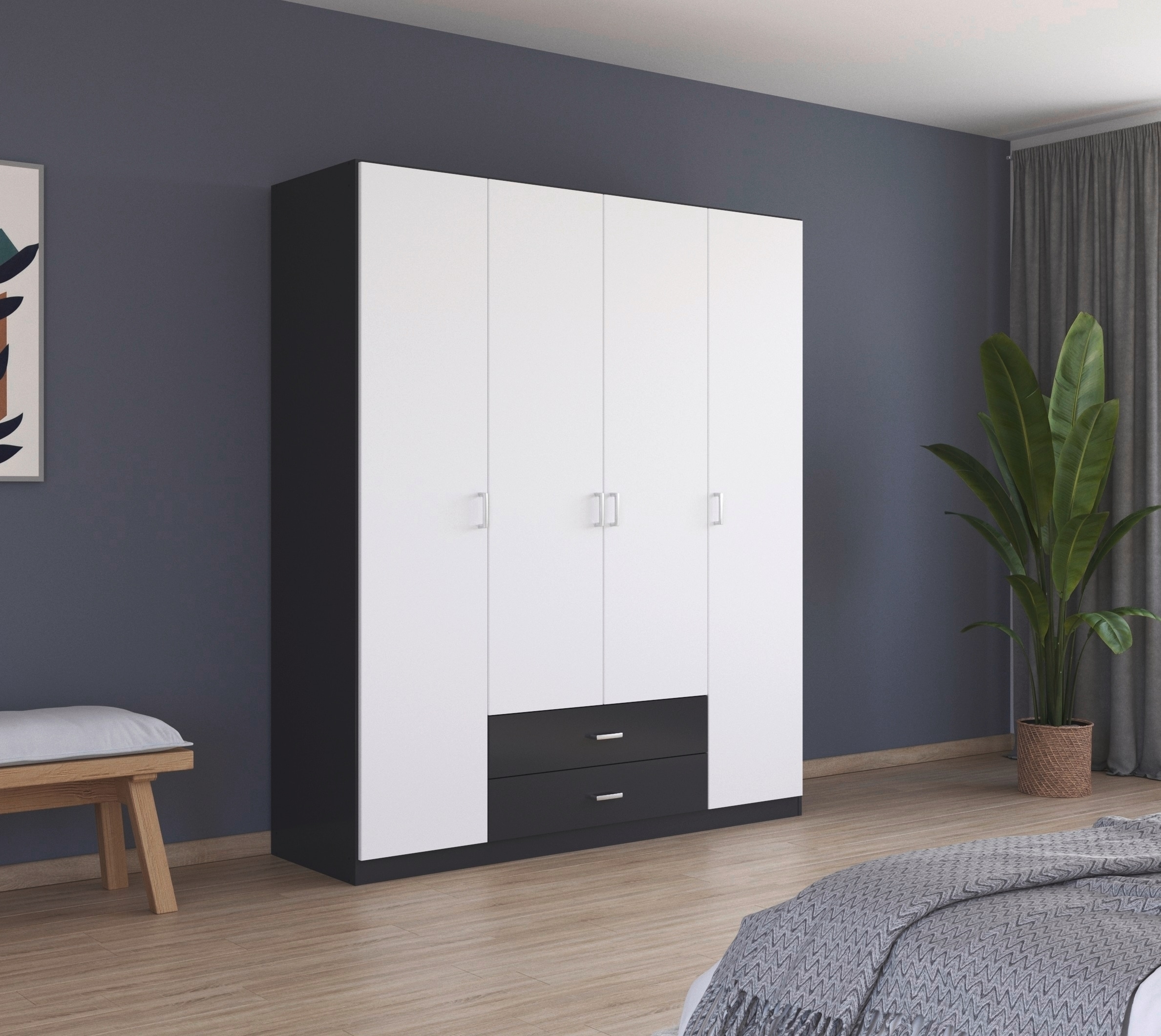 rauch Drehtürenschrank "Kleiderschrank Garderobe GAMMA Breiten 181 cm" in 3 Ausstattungen BASIC/CLASSIC/PREMIUM (inkl. SOFT-CLOSE-Funktion), mit Schubladen, verschiedene Griff-Varianten TOPSELLER MADE IN GERMANY