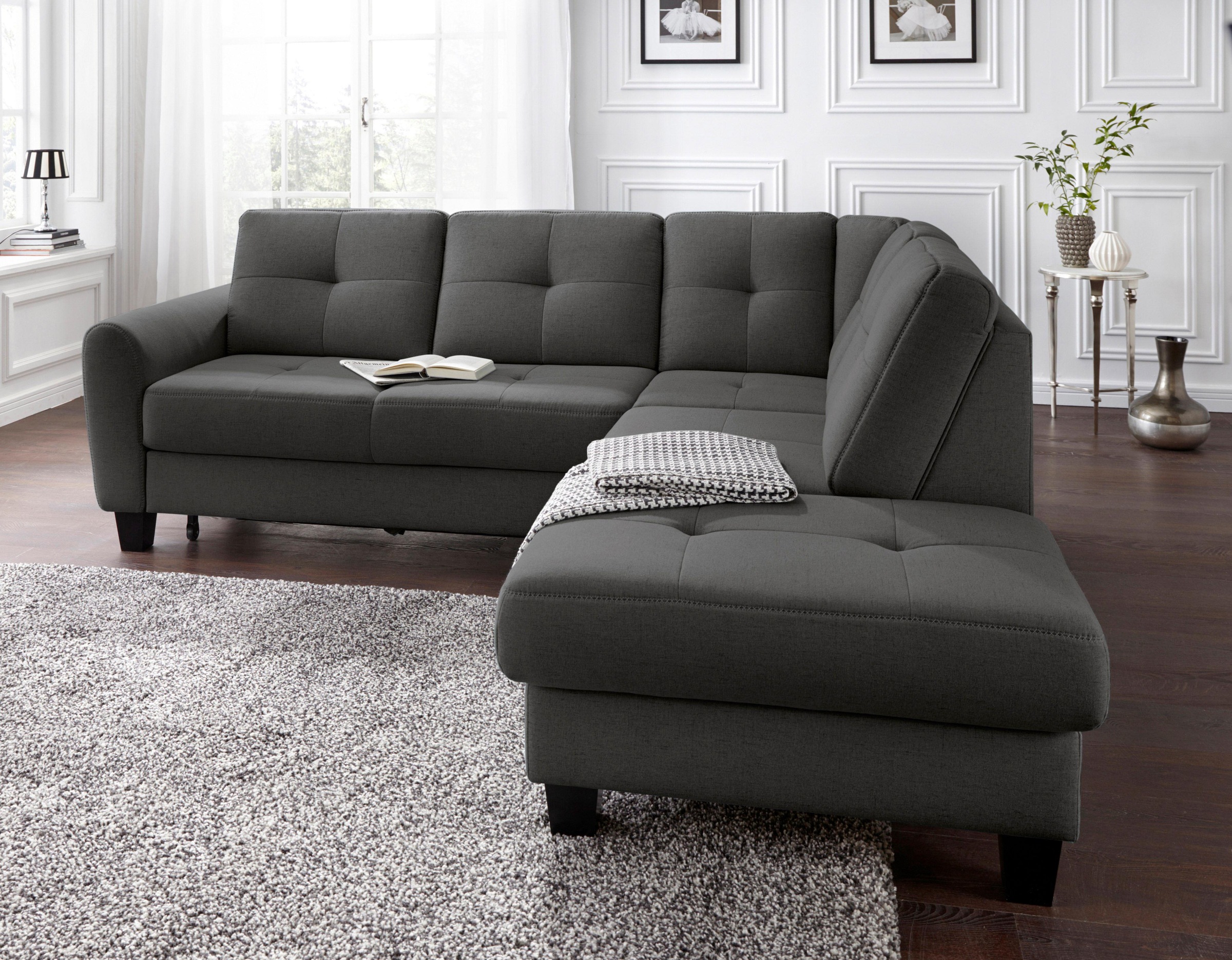 sit&more Ecksofa "Varese L-Form" mit Federkern, wahlweise mit Schlaffunktion und Stauraum