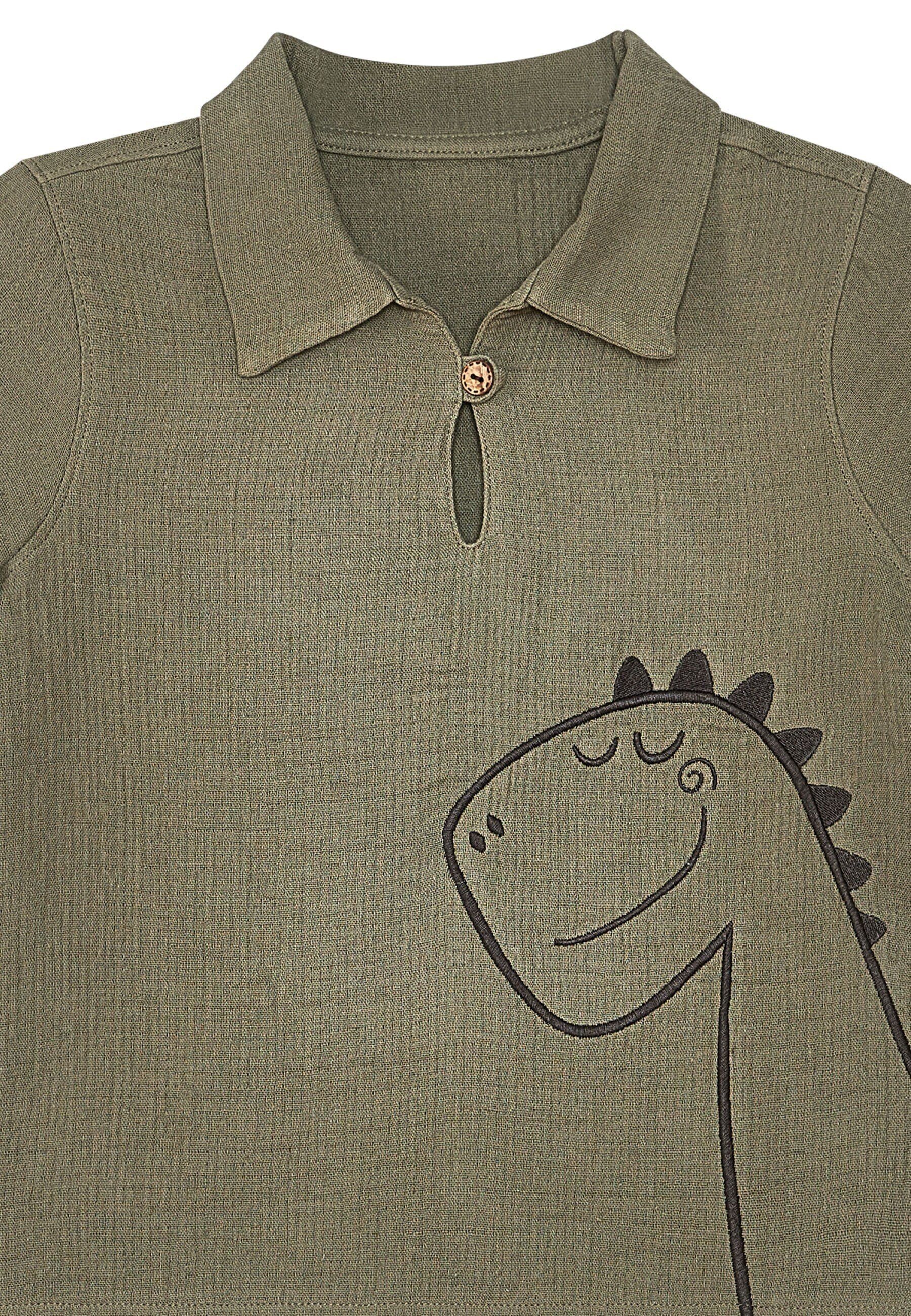 Denokids Hausanzug »Dino Muslin«, (2 tlg.), mit Dino-Stickerei