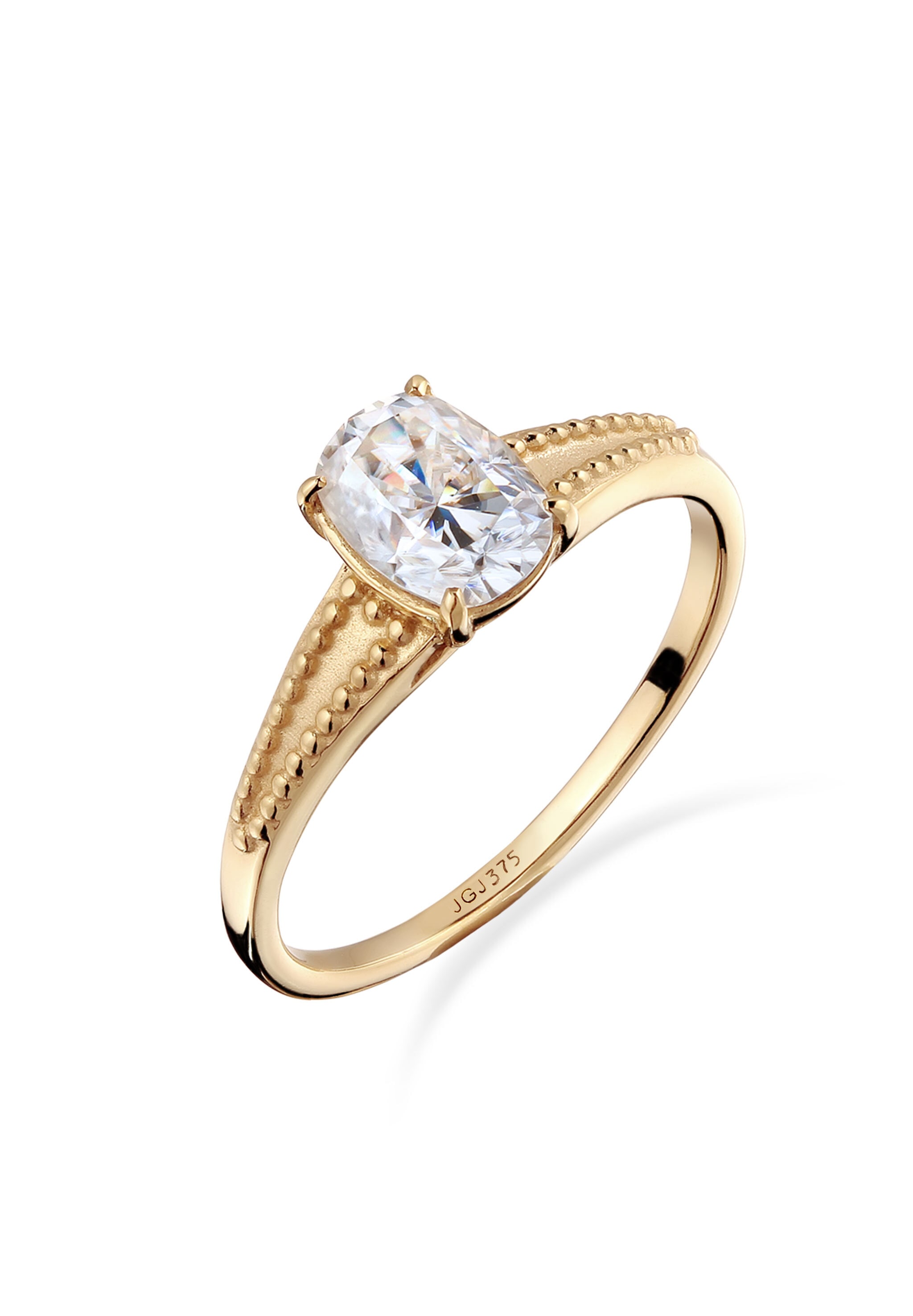 "Silberring ELLI PREMIUM ""Ring Verlobungsring Moissanit Weiß 375 Gelbgold"" Gr. 58, gold, Fingerringe, Damen, 58, Gelbgold 375, Silberring"